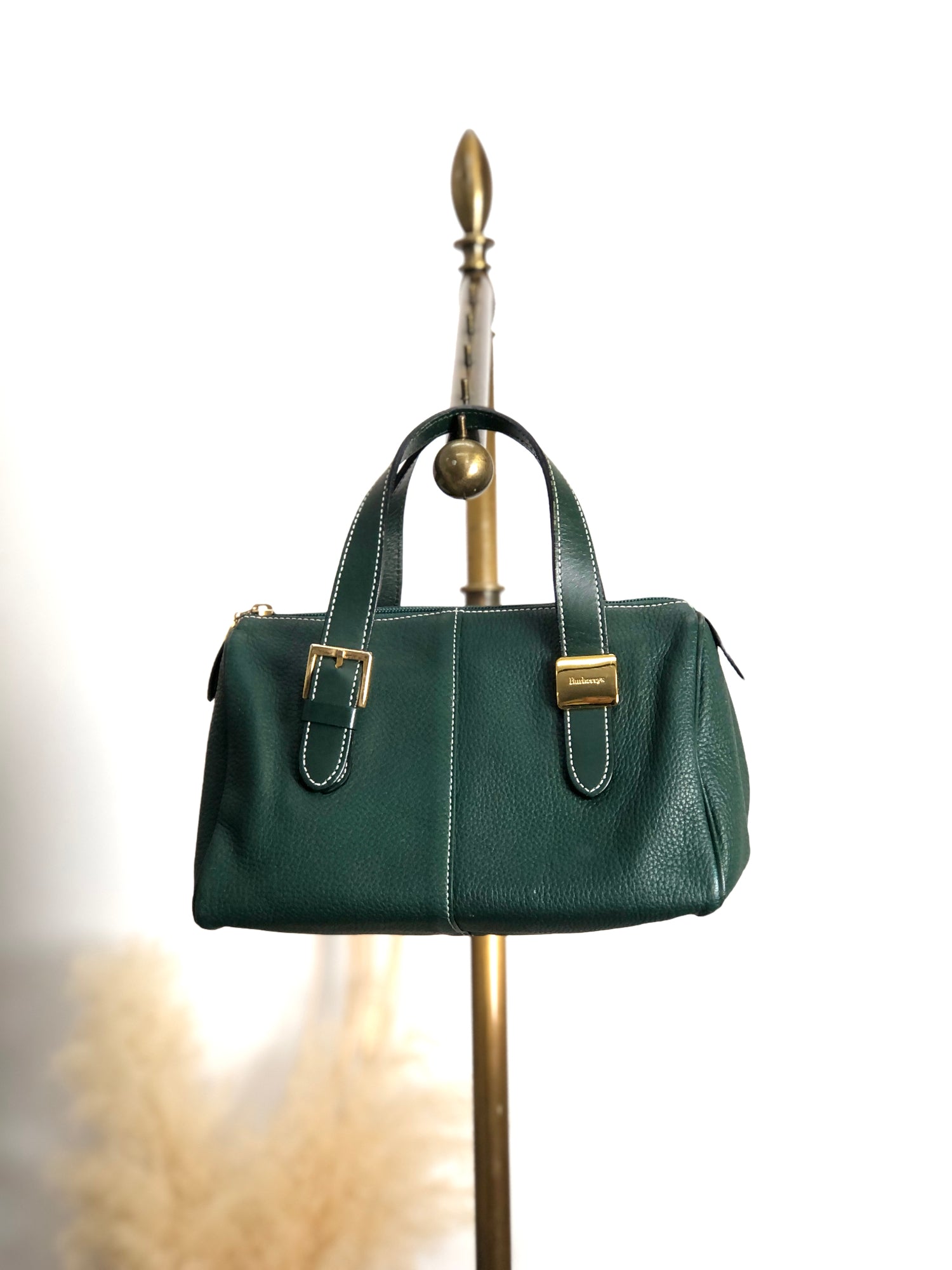 Vintage Burberry Green Handbags BURBERRY Boston Bag Handbag Green