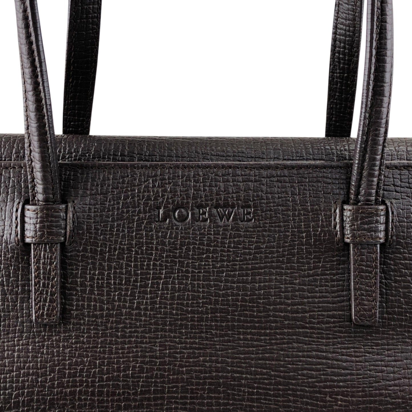 LOEWE Logo Embossed Handbag Brown Vintage zfvfp7