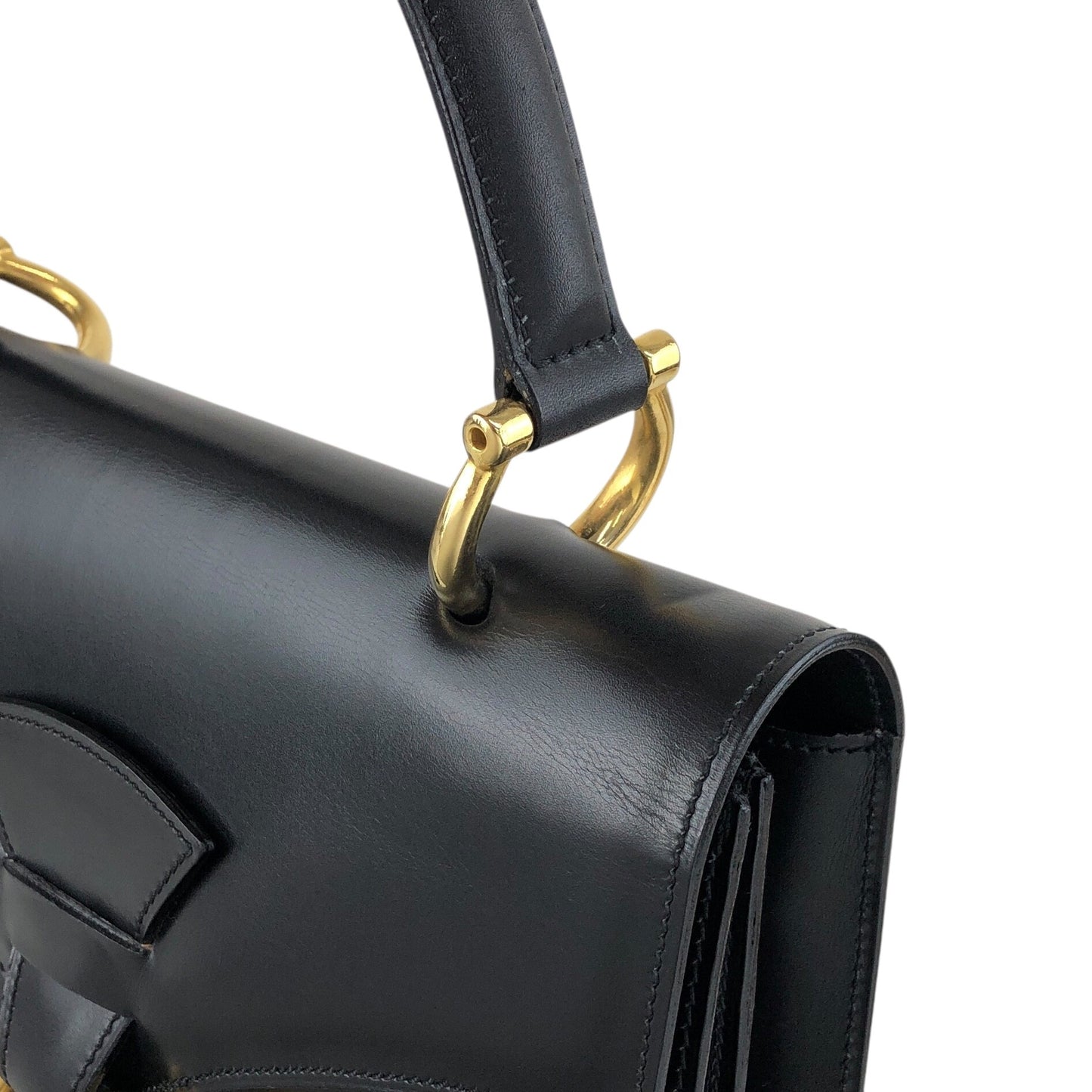 CELINE Horse Bit Top Handle Handbag Black Vintage b2e5yr