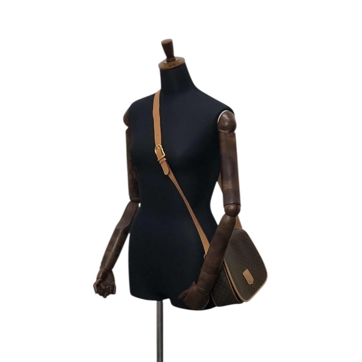 CELINE Macadam Blason Flap Shoulder bag Brown Vintage kbjacj