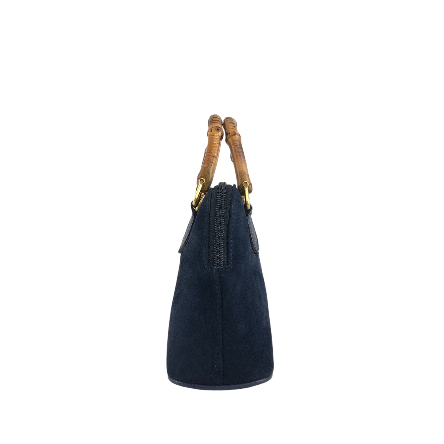 GUCCI Bamboo Two-way Handbag Shoulder bag Navy Vintage vtxfej