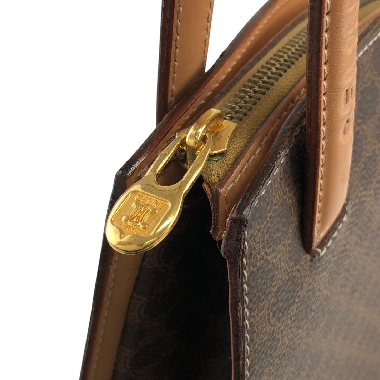 CELINE Macadam Handbag Brown Vintage 2fxfg6