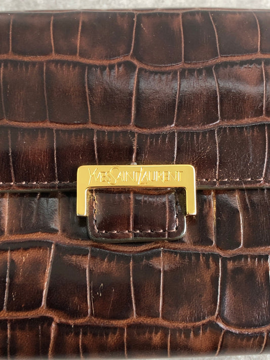 Yves Saint Laurent Logo Long Wallet Brown Vintage v4kc5e
