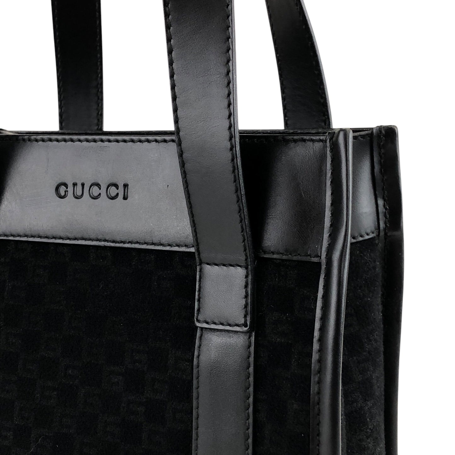 GUCCI 標誌壓花手提包 黑色 復古 83azxk