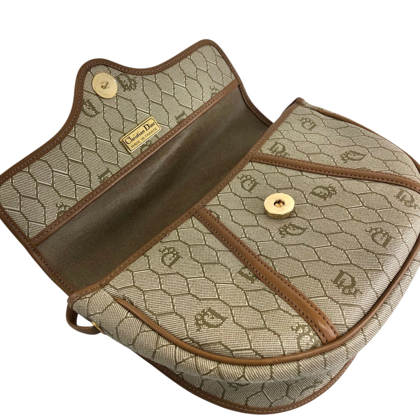 Christian Dior Honeycomb Pattern Shoulder bag Beige Vintage bbirpg