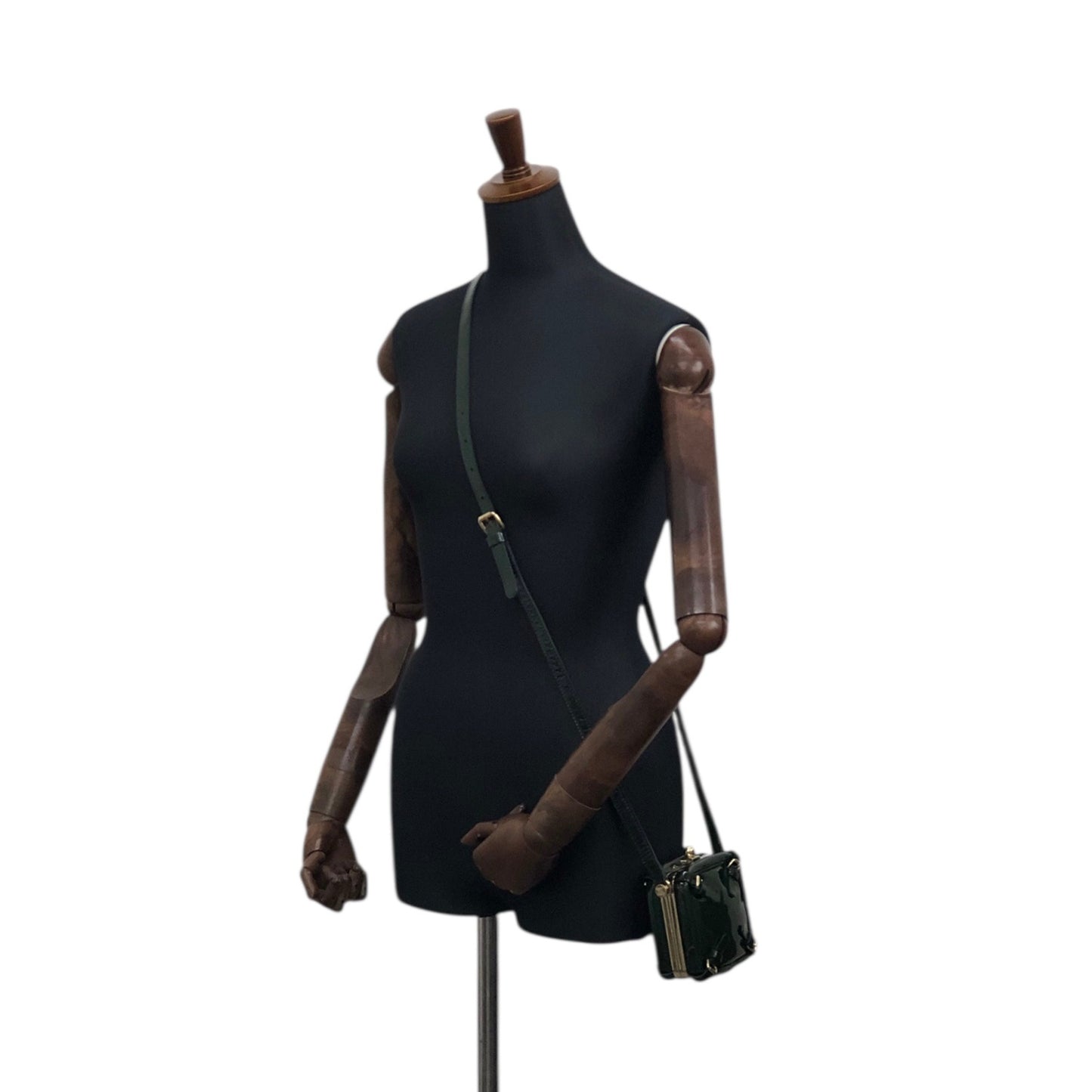 CELINE Metal Clasp Small Shoulder bag Green Vintage jye34i