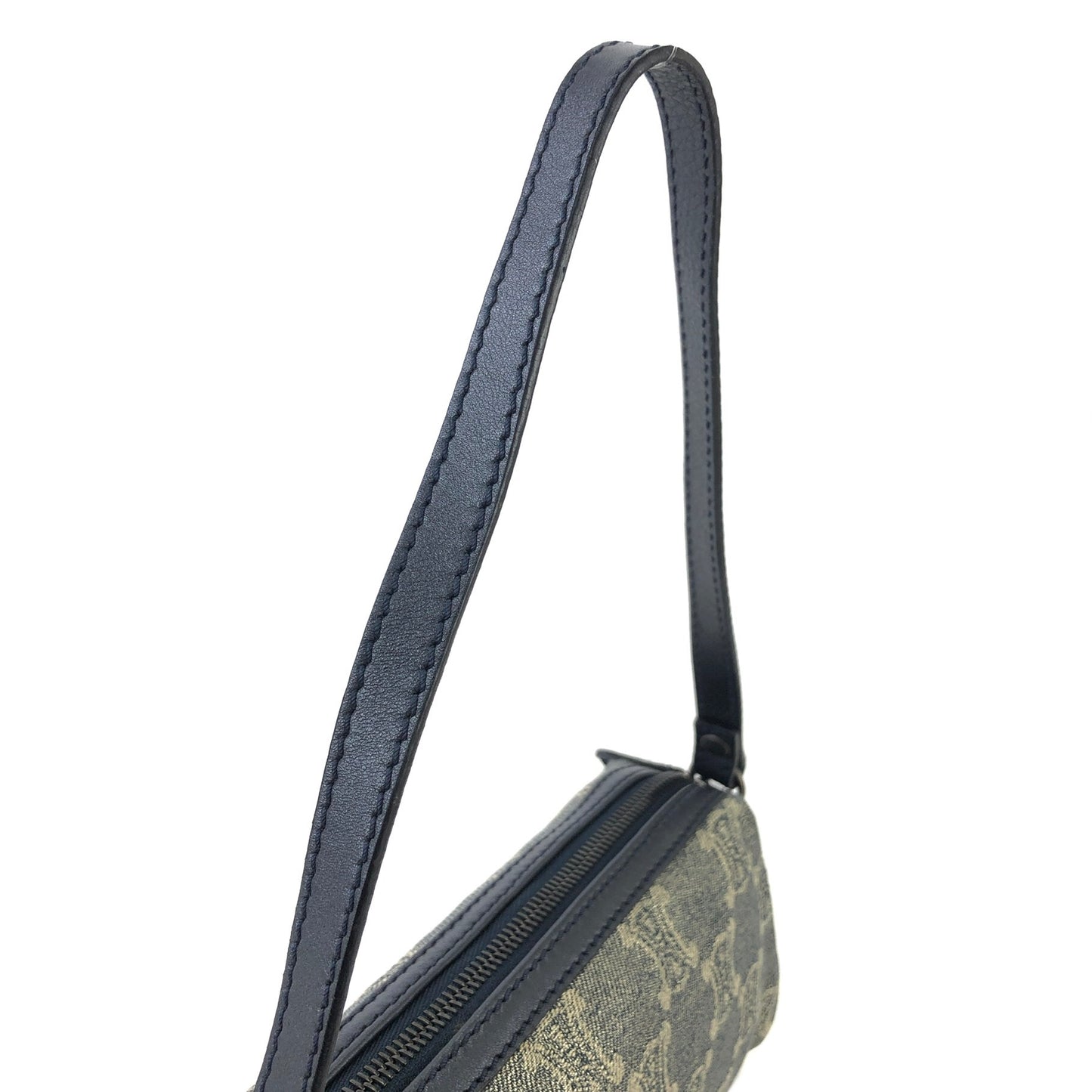 CELINE Paris Macadam Denim Hobobag Handbag Light Blue Vintage sb655g