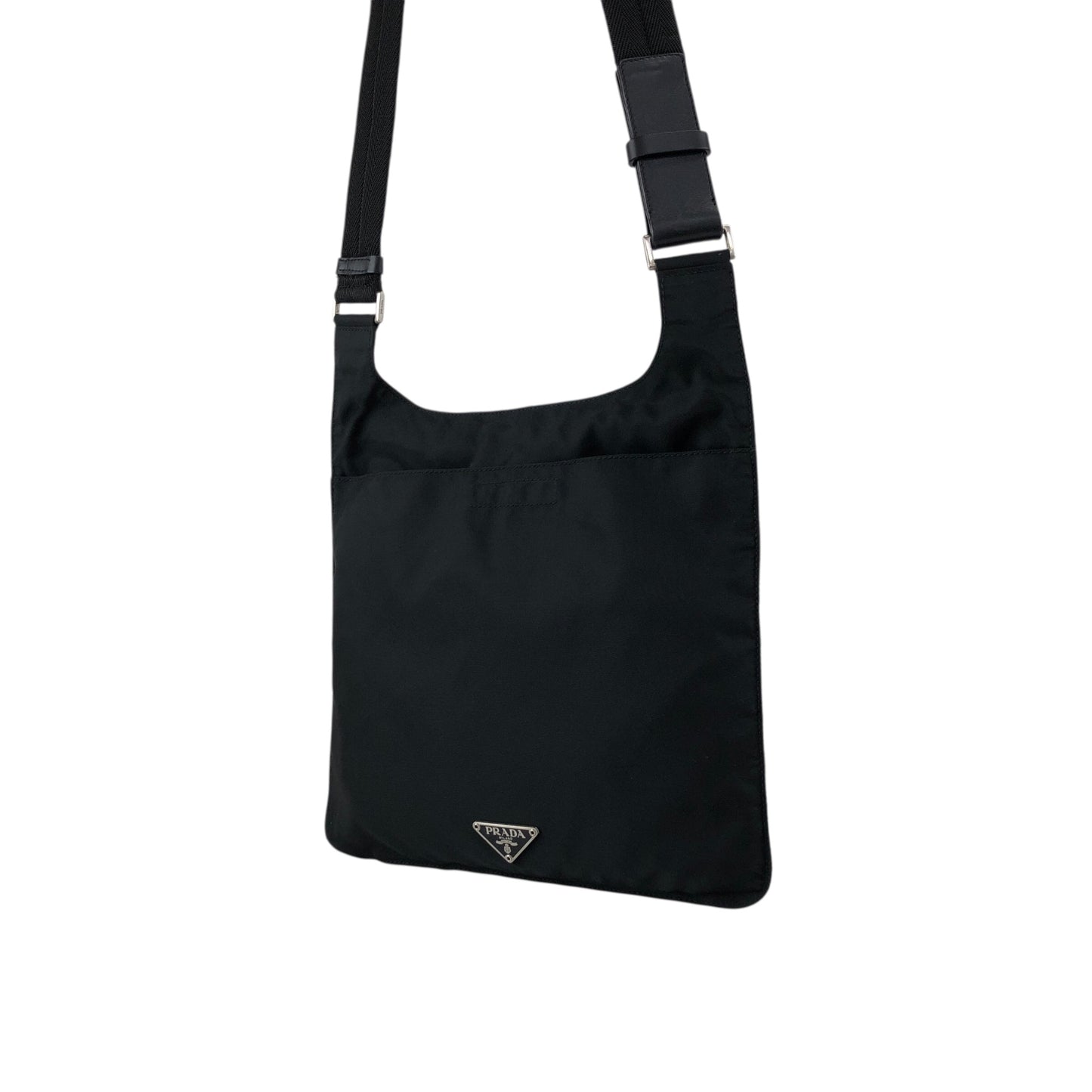 PRADA Tessuto Triangle Logo Shoulder bag Black Vintage 3vh55r