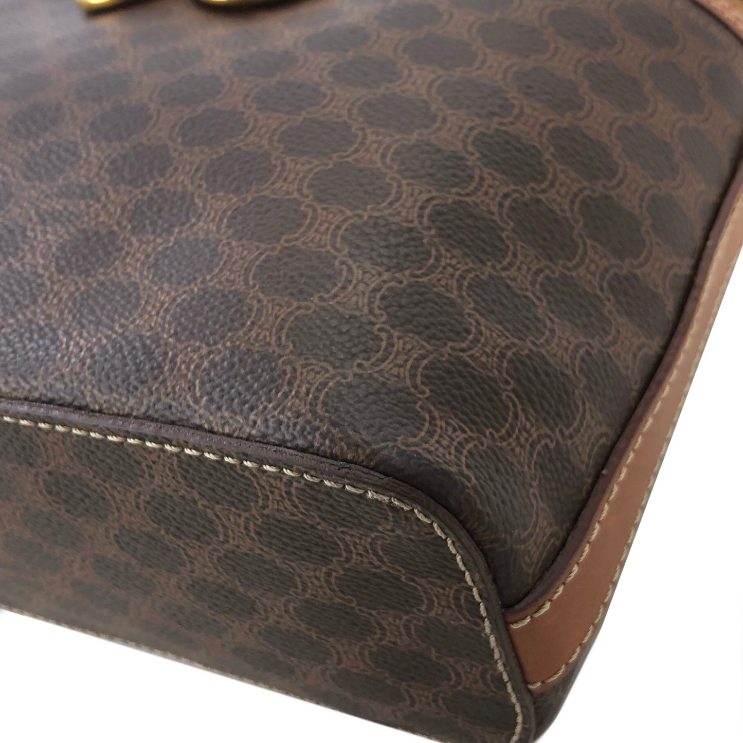 CELINE Macadam Circle Charm PVC Leather Two-way Handbag Shoulder bag Vanity bag Brown Vintage x573bx