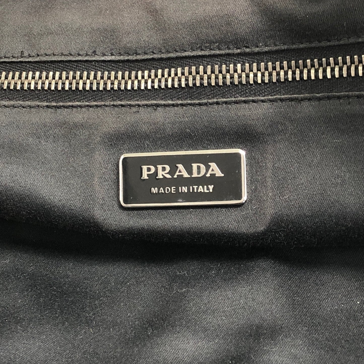 PRADA Triangle Logo Front Pocket Small Boston bag Handbag Black Vintage 7uz66d