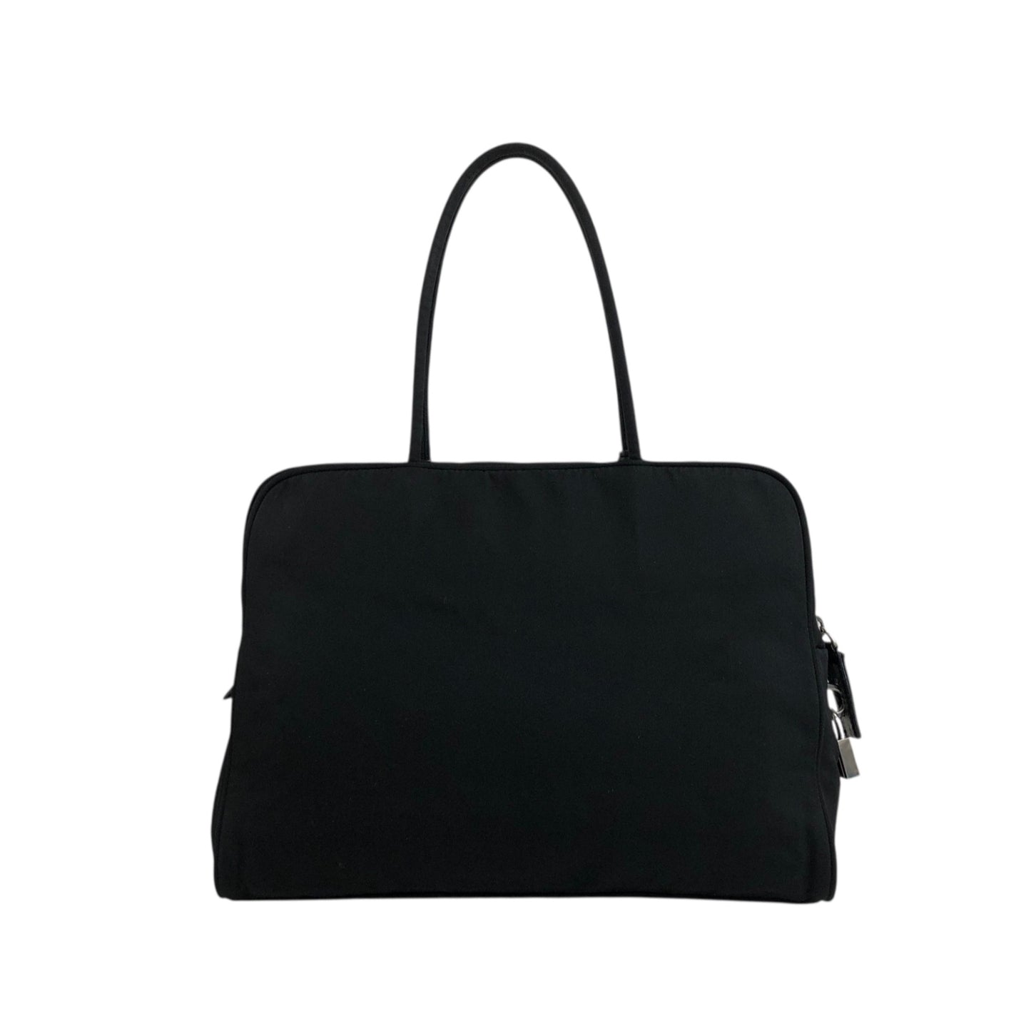 PRADA Triangle Logo Padlock Totebag Black Vintage b8nscy