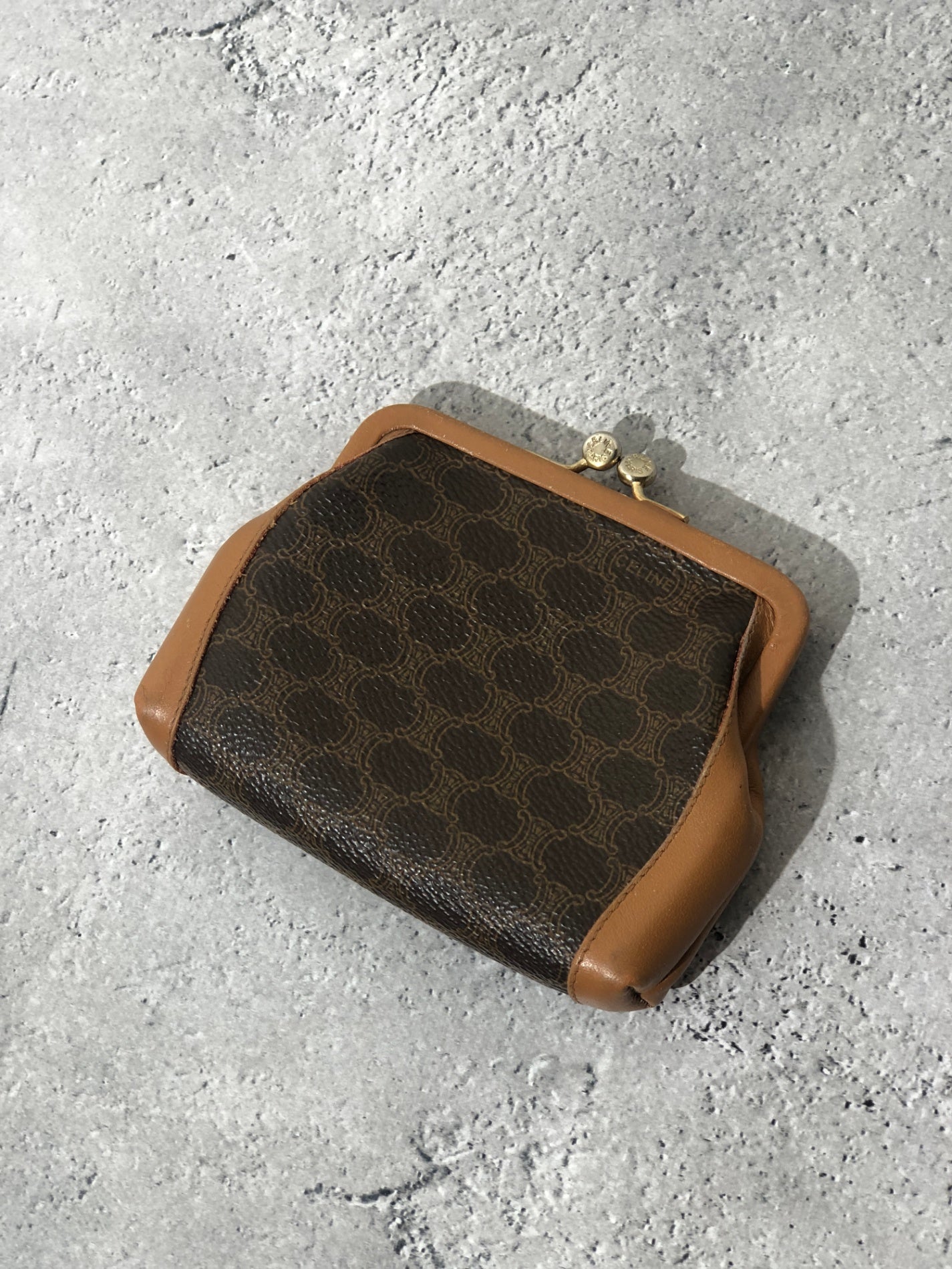 CELINE Macadam Blason 金屬扣零錢包棕色復古 g62ssc