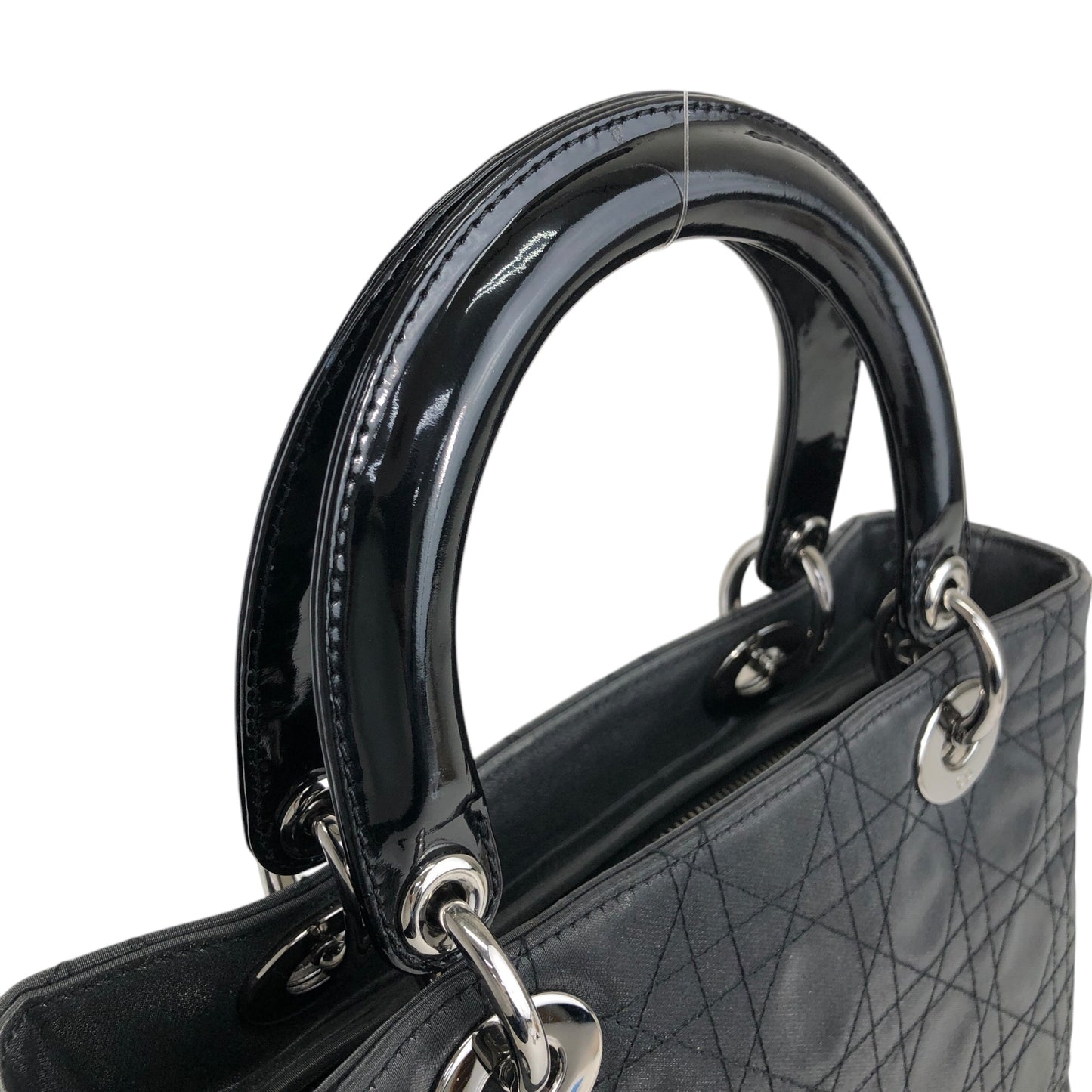 Christian Dior Cannage CD Logo Charm Two-way Handbag Shoulder bag Black Vintage 5cgj75