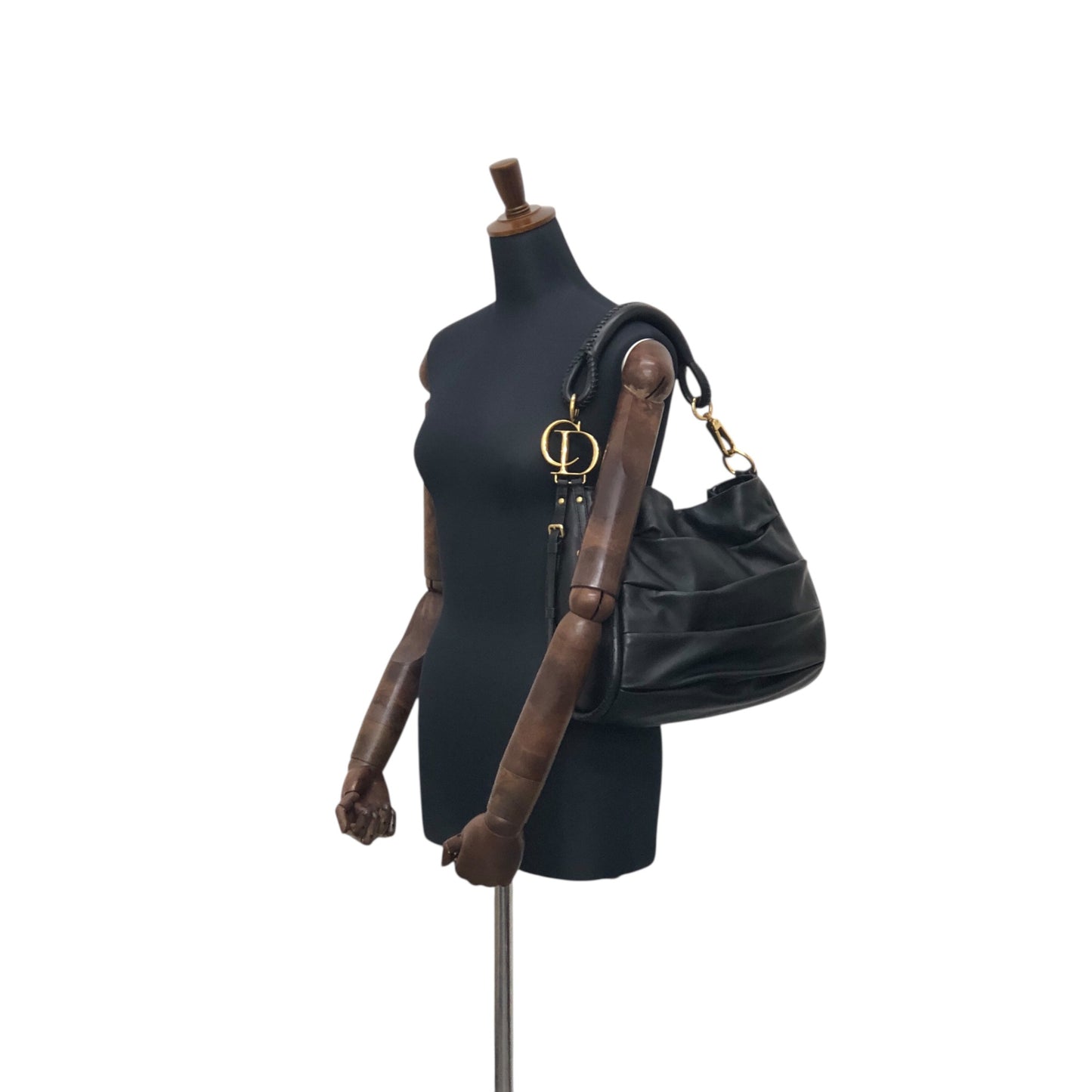 Christian Dior Logo Motif Shoulder bag Black Vintage fudavv