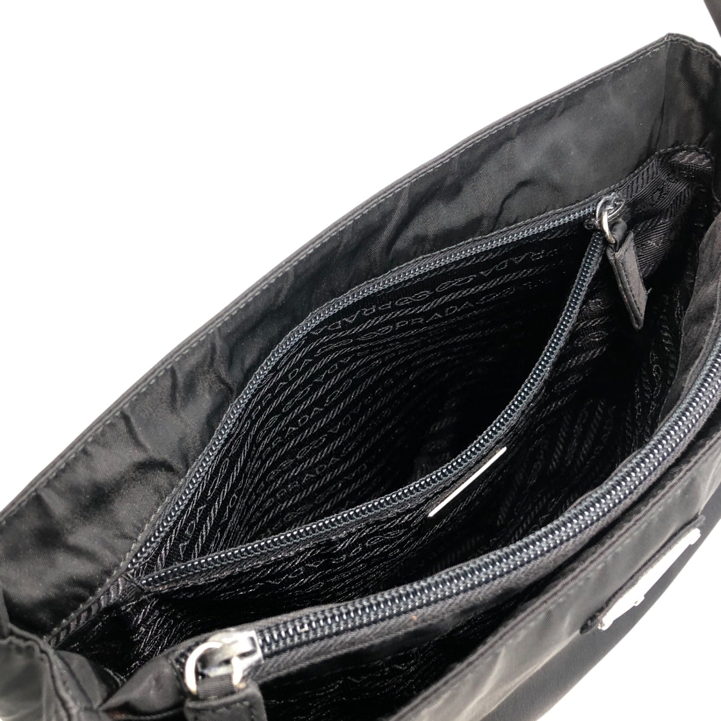 PRADA Triangle Logo Shoulder bag Black Vintage cdactr