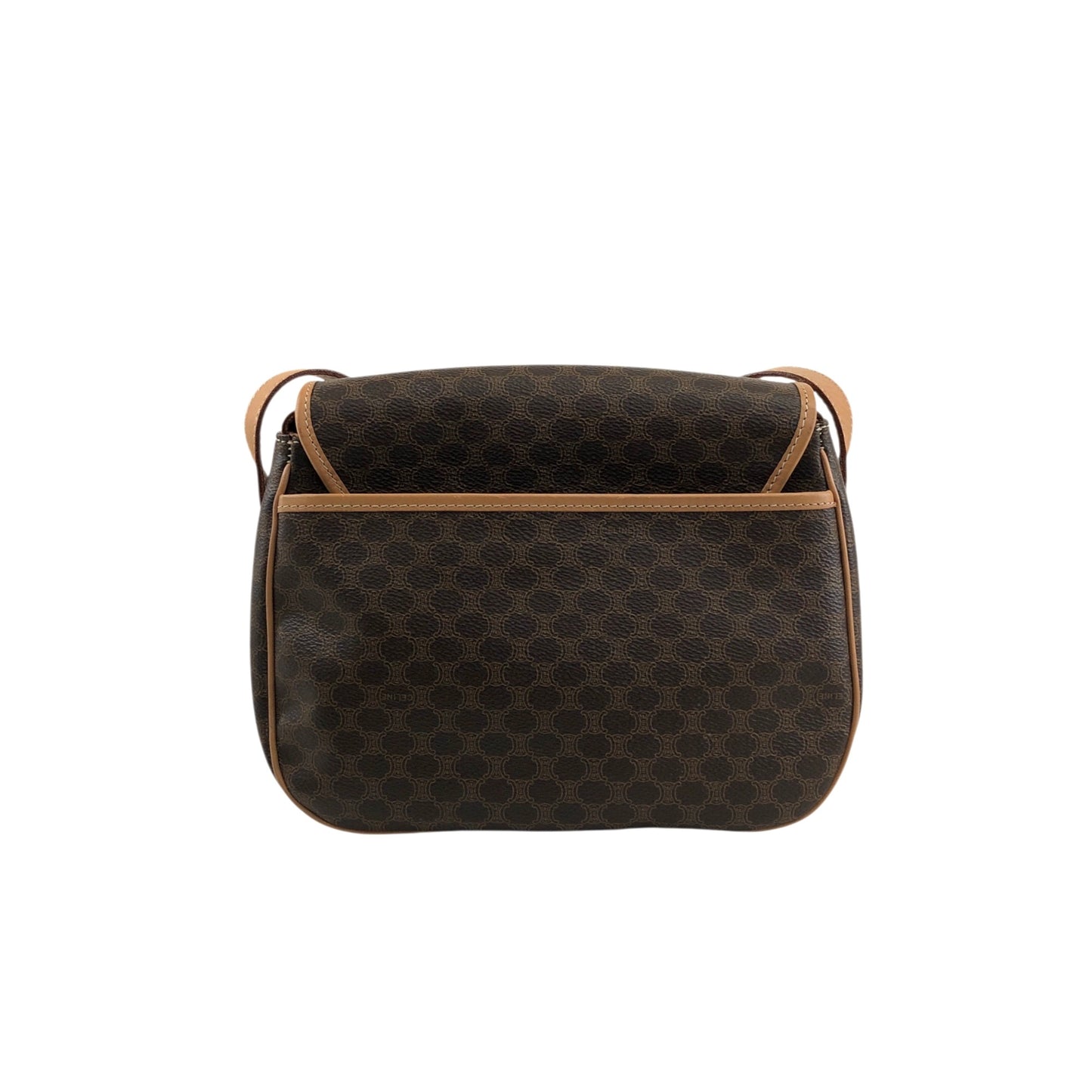 CELINE Macadam Blason Flap Shoulder bag Brown Vintage kbjacj