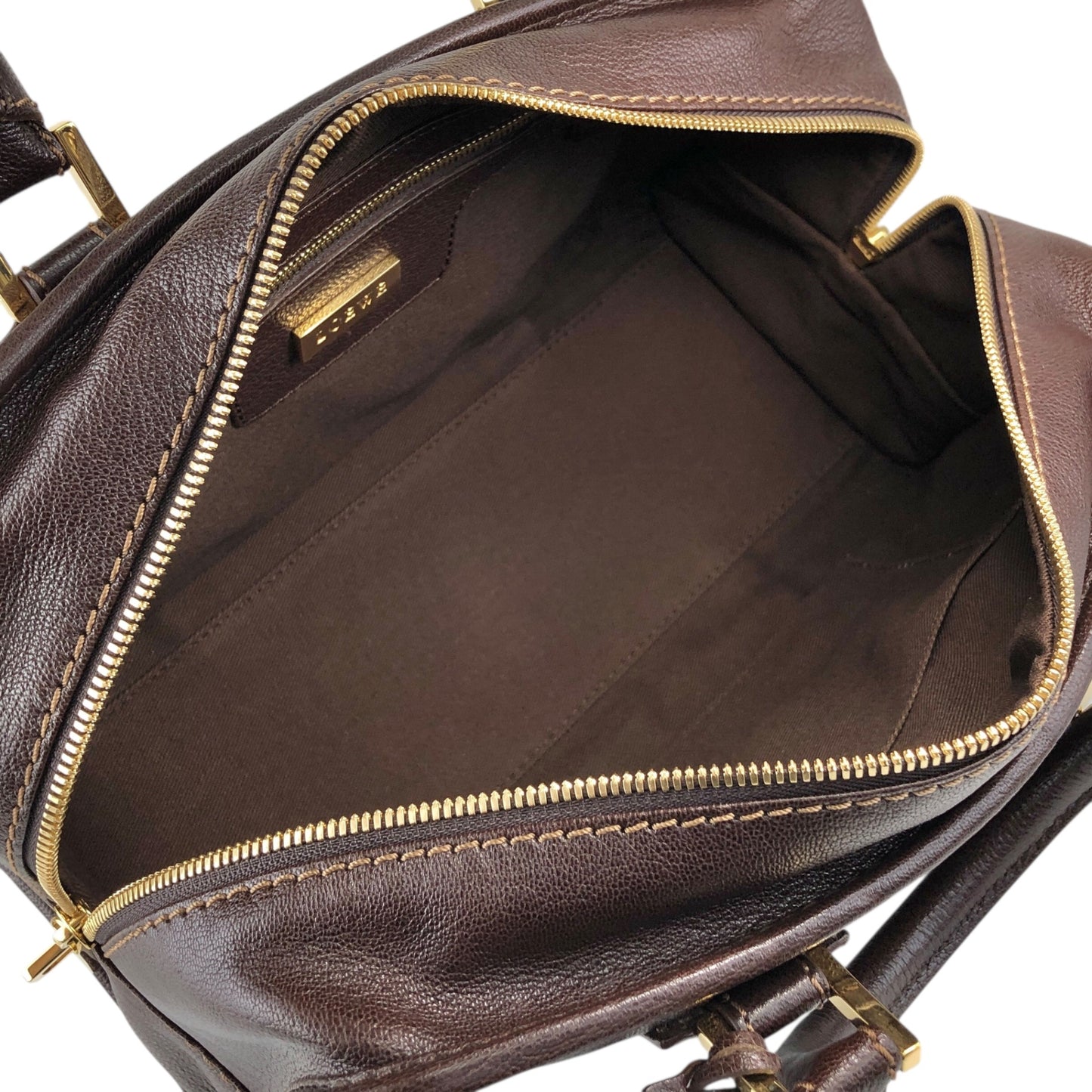 LOEWE Amazona28 Anagram Small Boston bag Handbag Brown Vintage vf56va