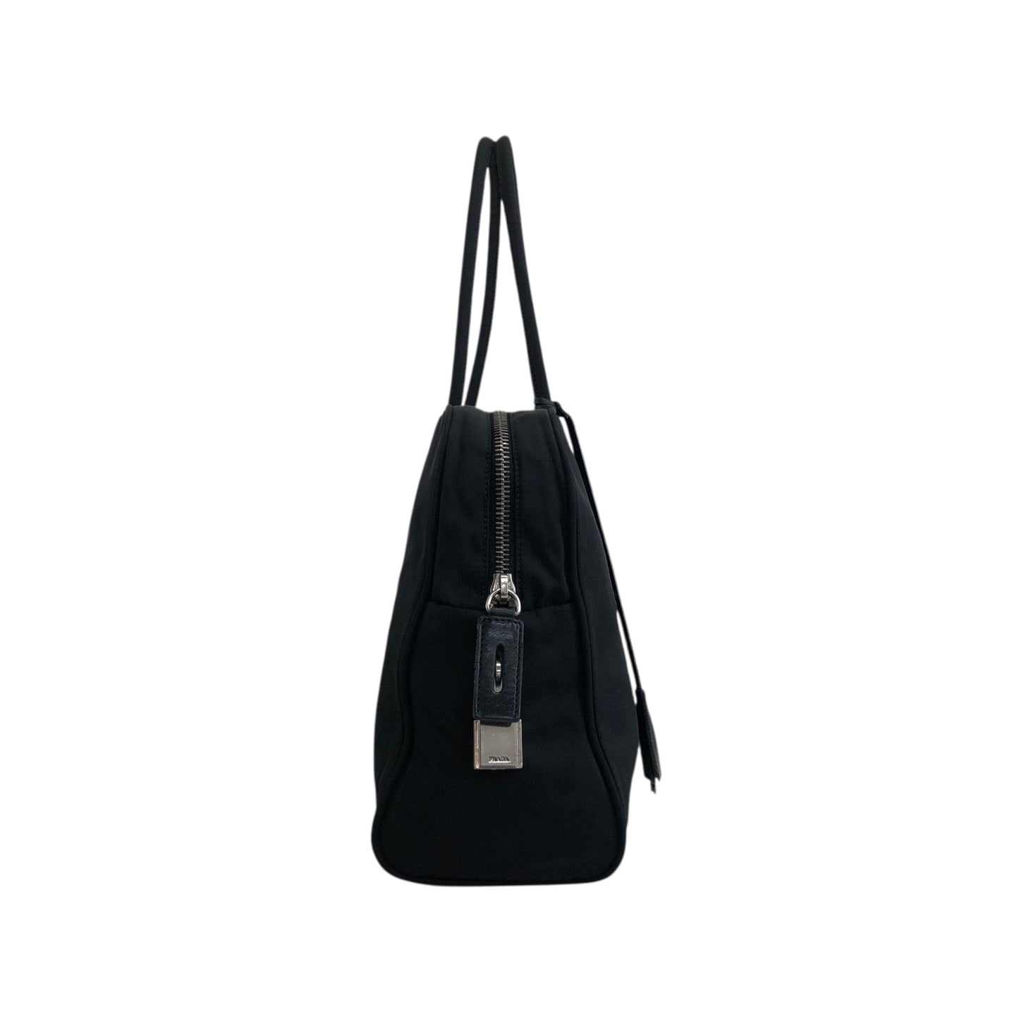PRADA Triangle Logo Padlock Totebag Black Vintage b8nscy
