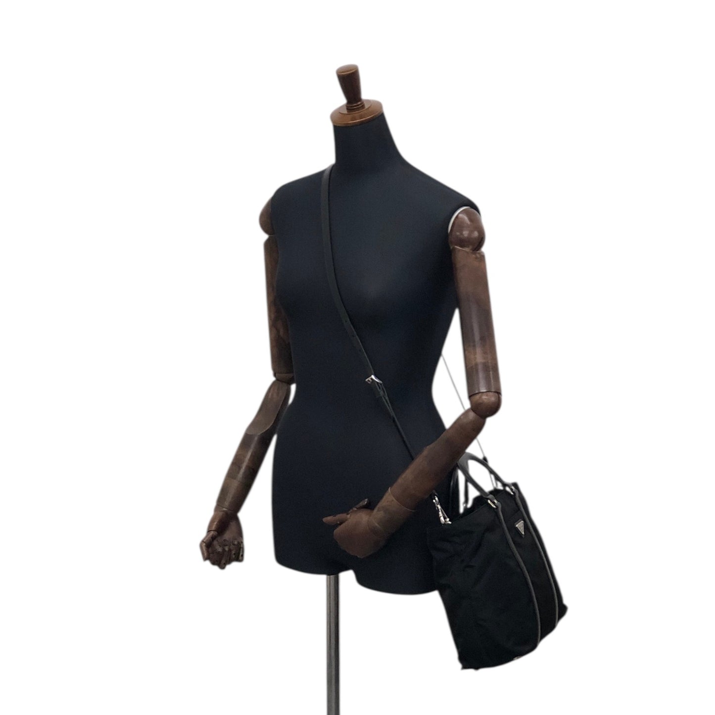 PRADA Tessuto Triangle Logo Two-way Handbag Shoulder bag Black Vintage xd7tr6