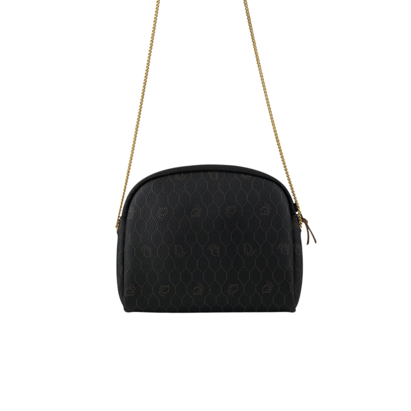 Christian Dior Honeycomb Pattern Chain Shoulder bag Black×Brown Vintage am6zmm