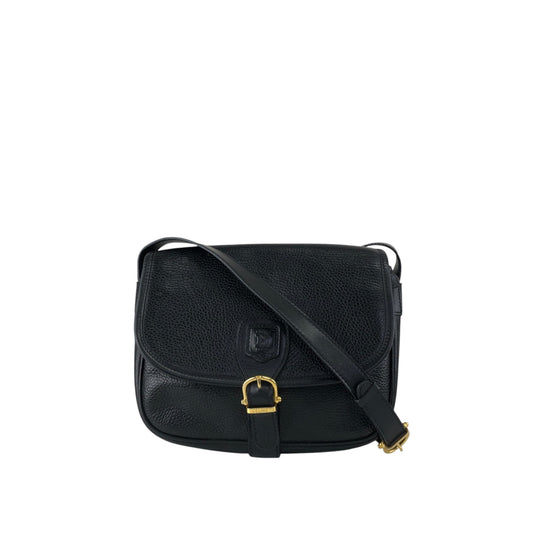 CELINE Blason Front Buckle Shoulder bag Black Vintage 4n3ttr