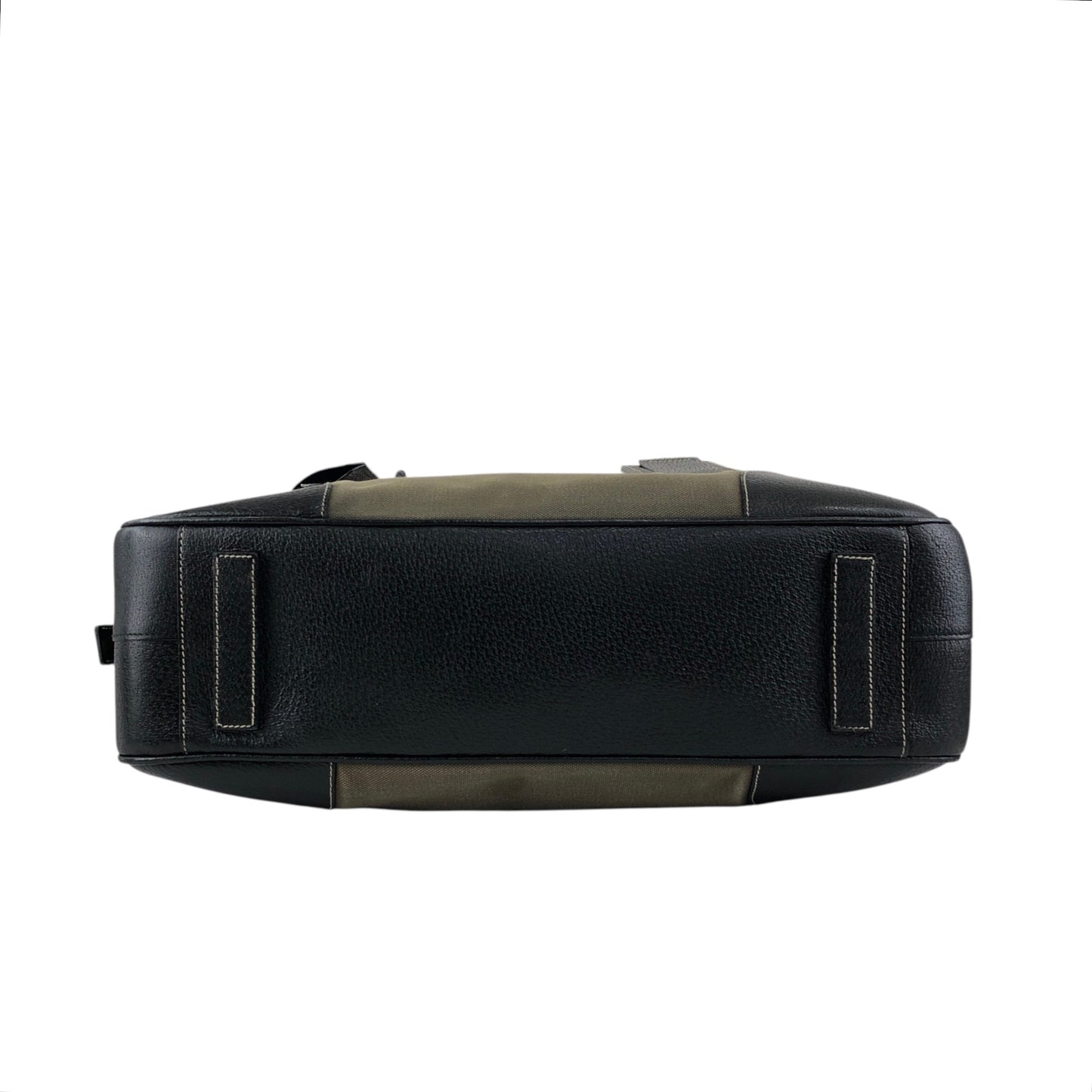PRADA Triangle Logo Handbag Boston bag Black×Khaki Vintage 7dekxx