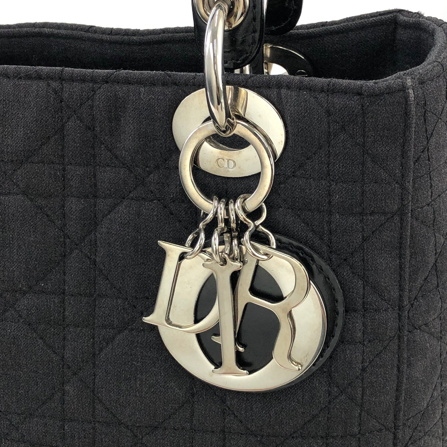 Christian Dior Lady Dior Cannage Canvas Leather Two-way Handbag Shoulder bag Black Vintage ztgz83