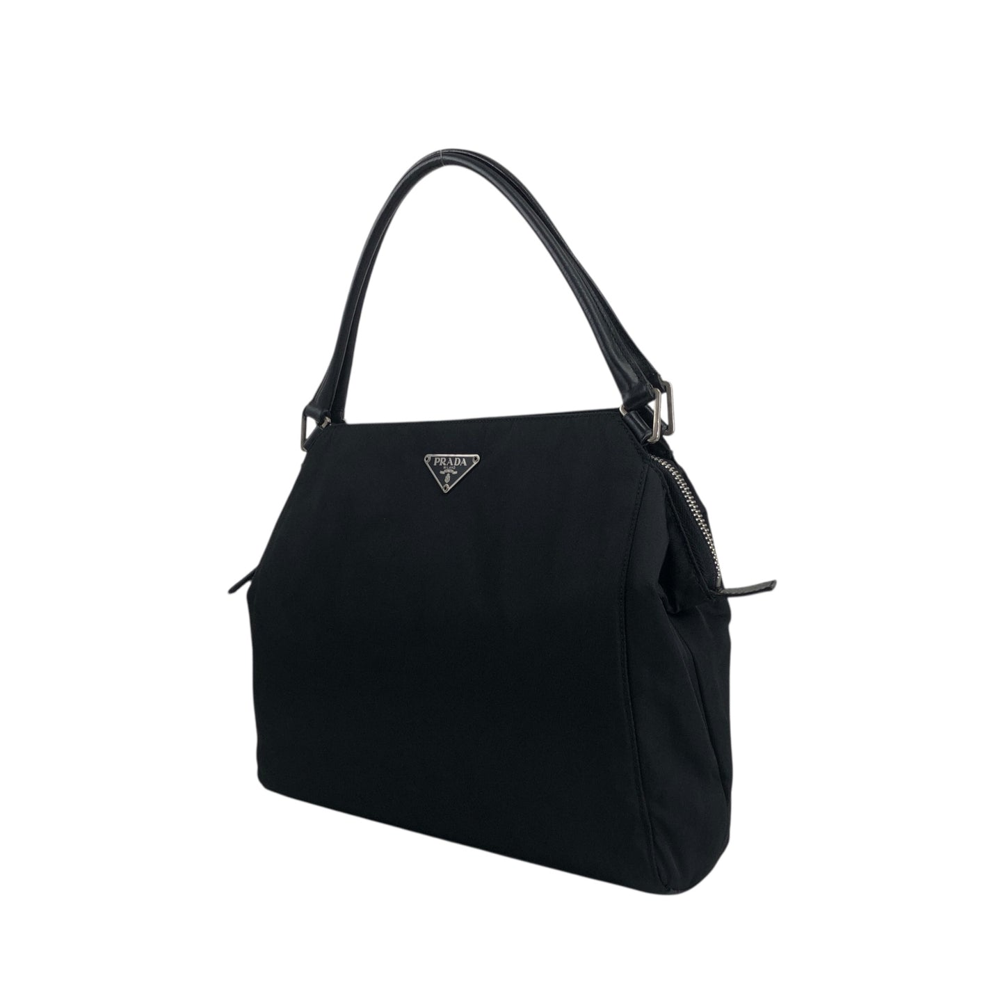 PRADA Tessuto Triangle Logo Handbag Black Vintage zzietj
