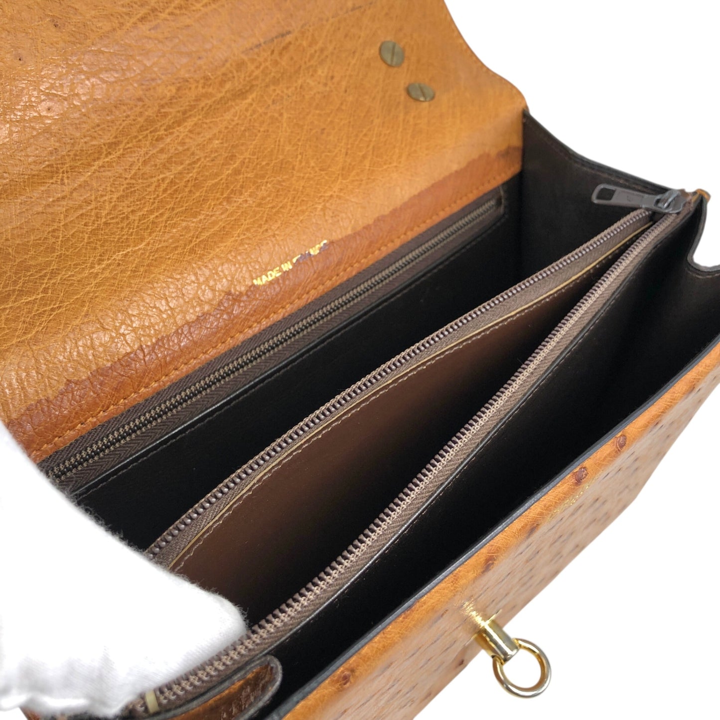 CELINE Gancini Handbag Camel Vintage 847in7