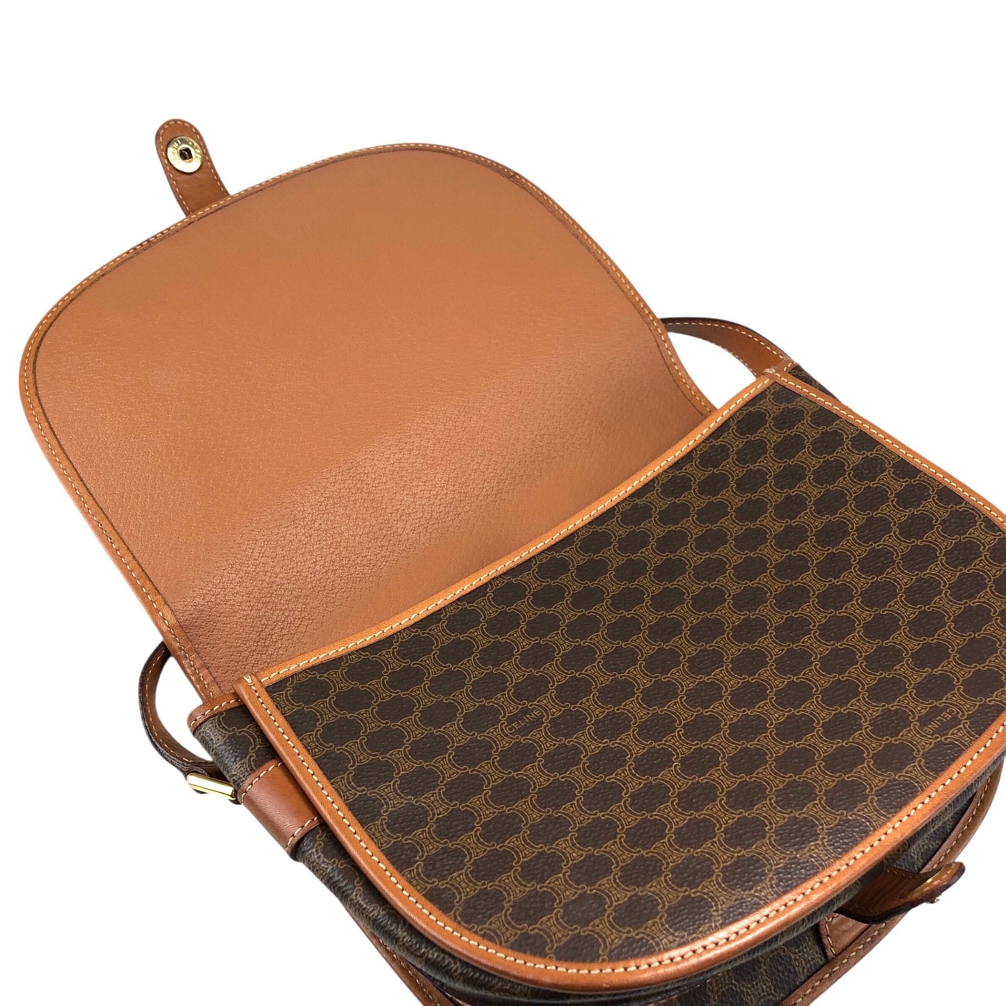 CELINE Macadam Blason Flap Shoulder bag Brown Vintage 2gysan