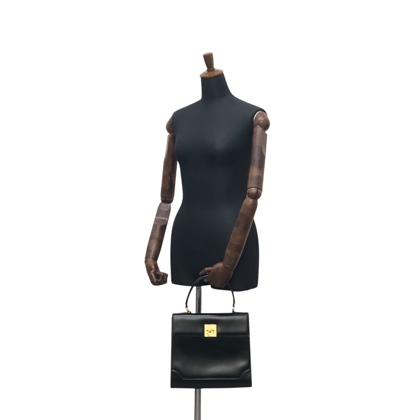 CELINE Gancini Two-way Top Handle Handbag Shoulder bag Black Vintage cjehs7