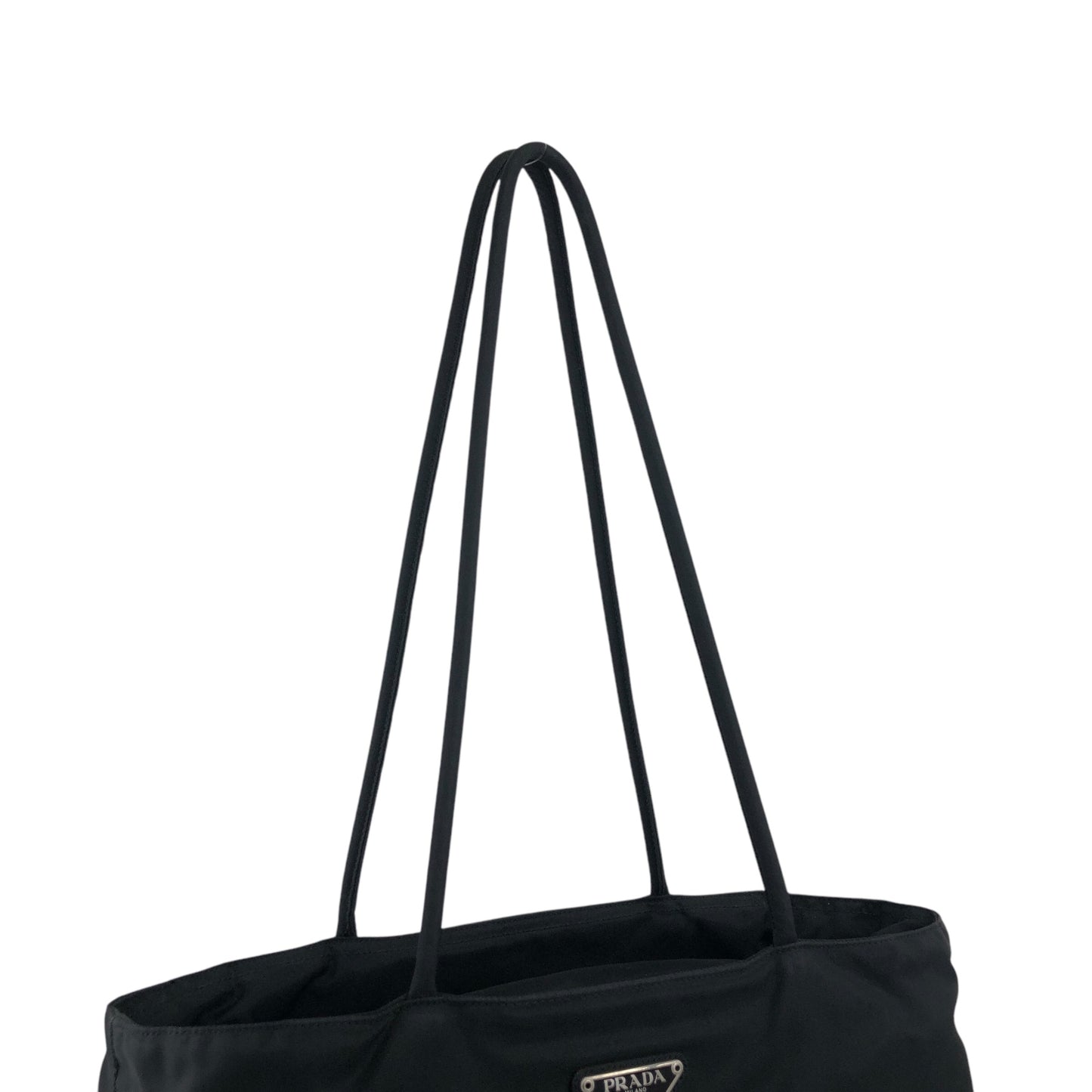 PRADA Triangle Logo Totebag Black Vintage efichx