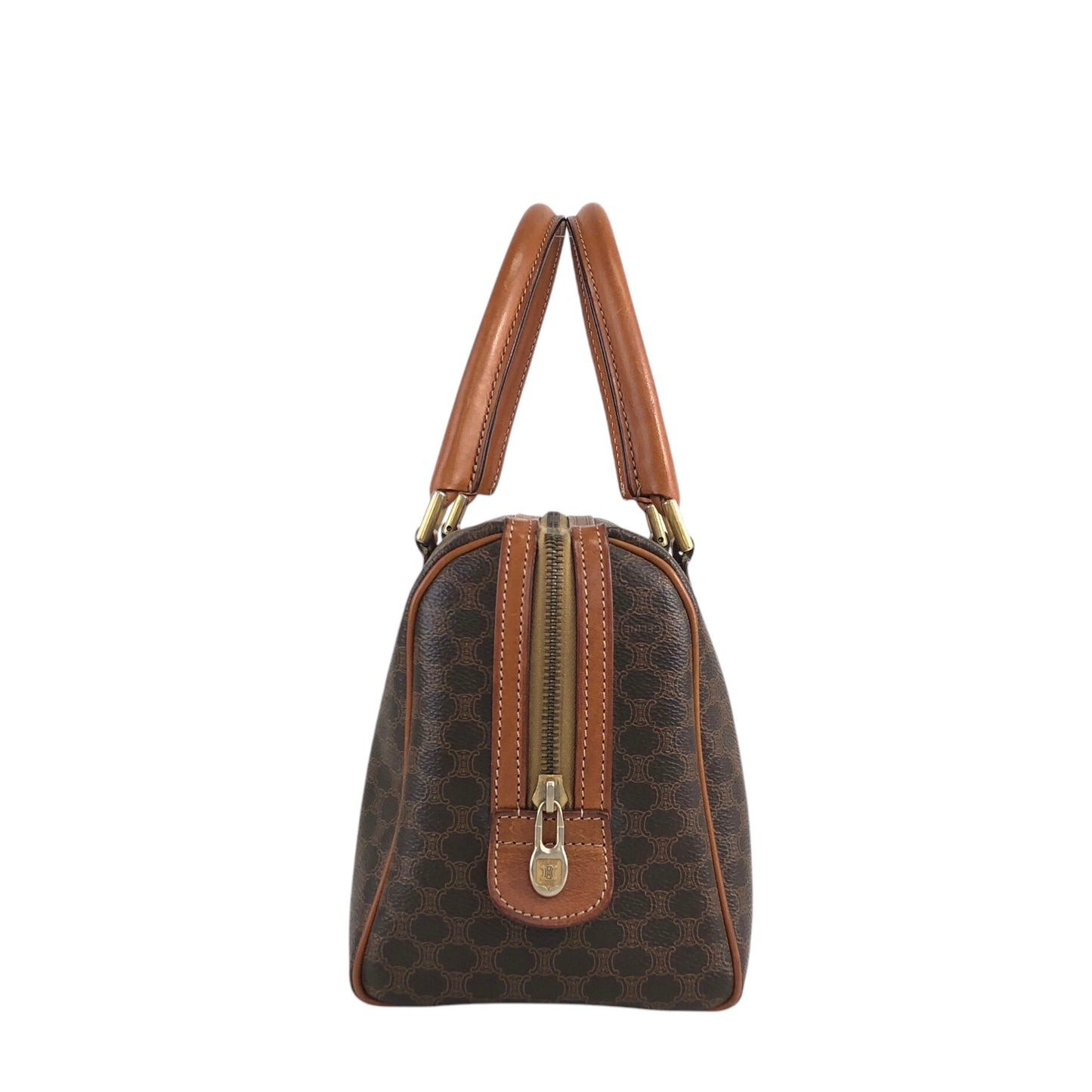 CELINE Macadam Blason Handbag Boston bag Brown Vintage xrgcpj