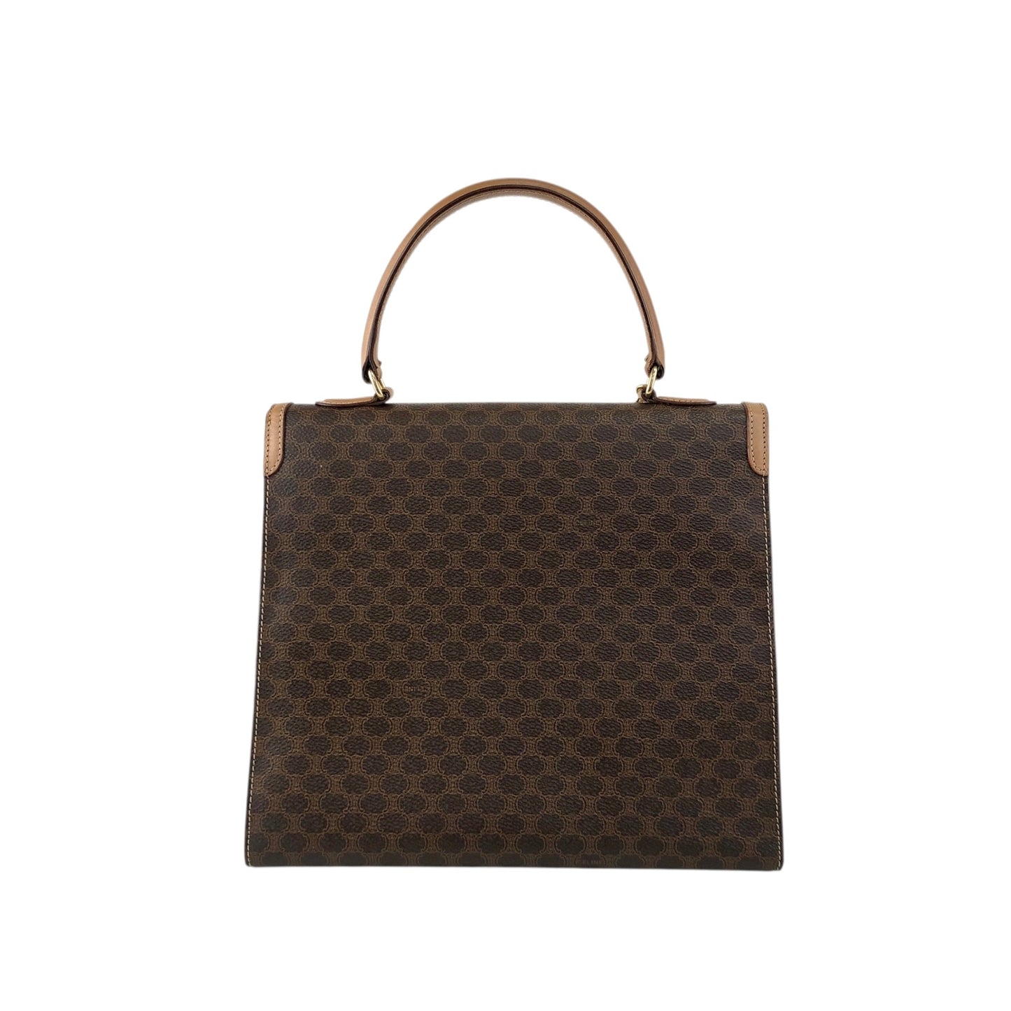 CELINE Macadam Gancini Top Handle Handbag Brown Vintage b7vuin