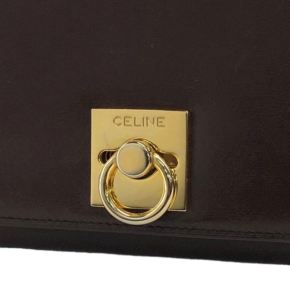 CELINE Gancini Trifold Wallet Brown Vintage 5ijktw