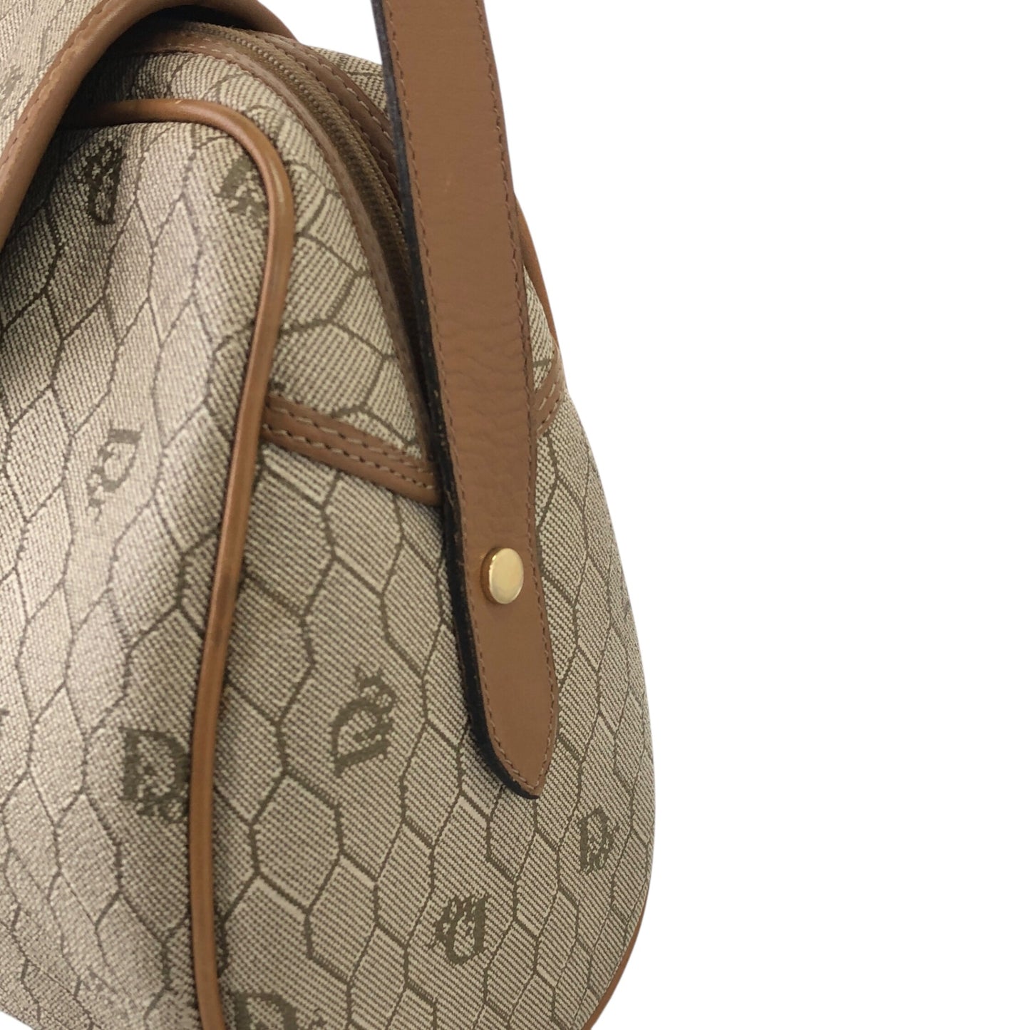 Christian Dior Honeycomb Pattern Shoulder bag Beige Vintage x5m4cu