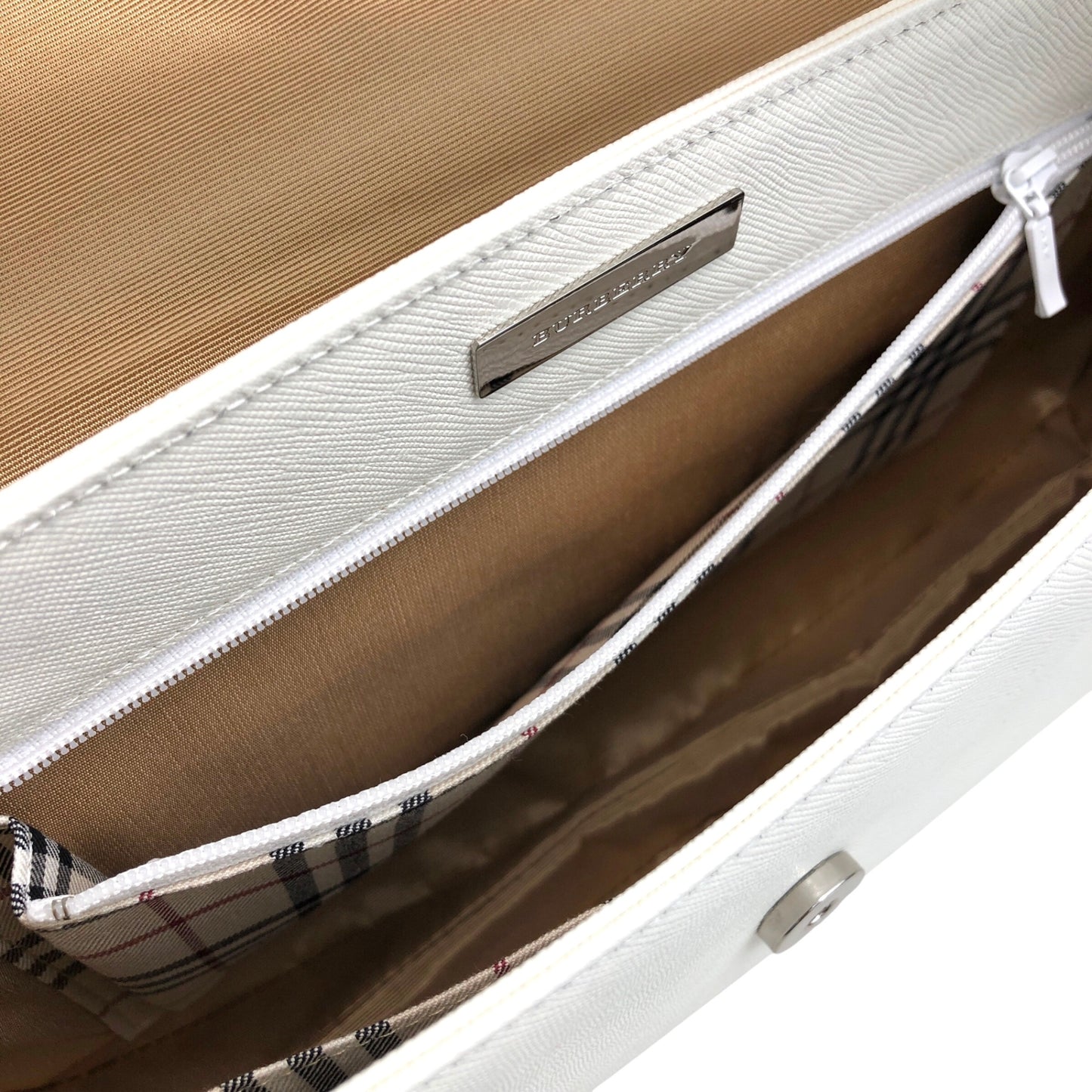 BURBERRY Logo Shoulder bag White Vintage p83cj4