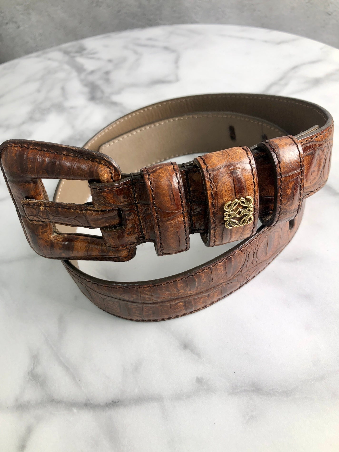LOEWE Anagram Belt Brown Vintage 6d3xww