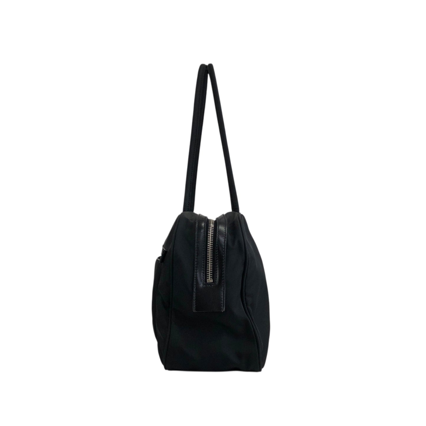 PRADA Triangle Logo Padlock Small Boston bag Handbag Black Vintage a5w87e