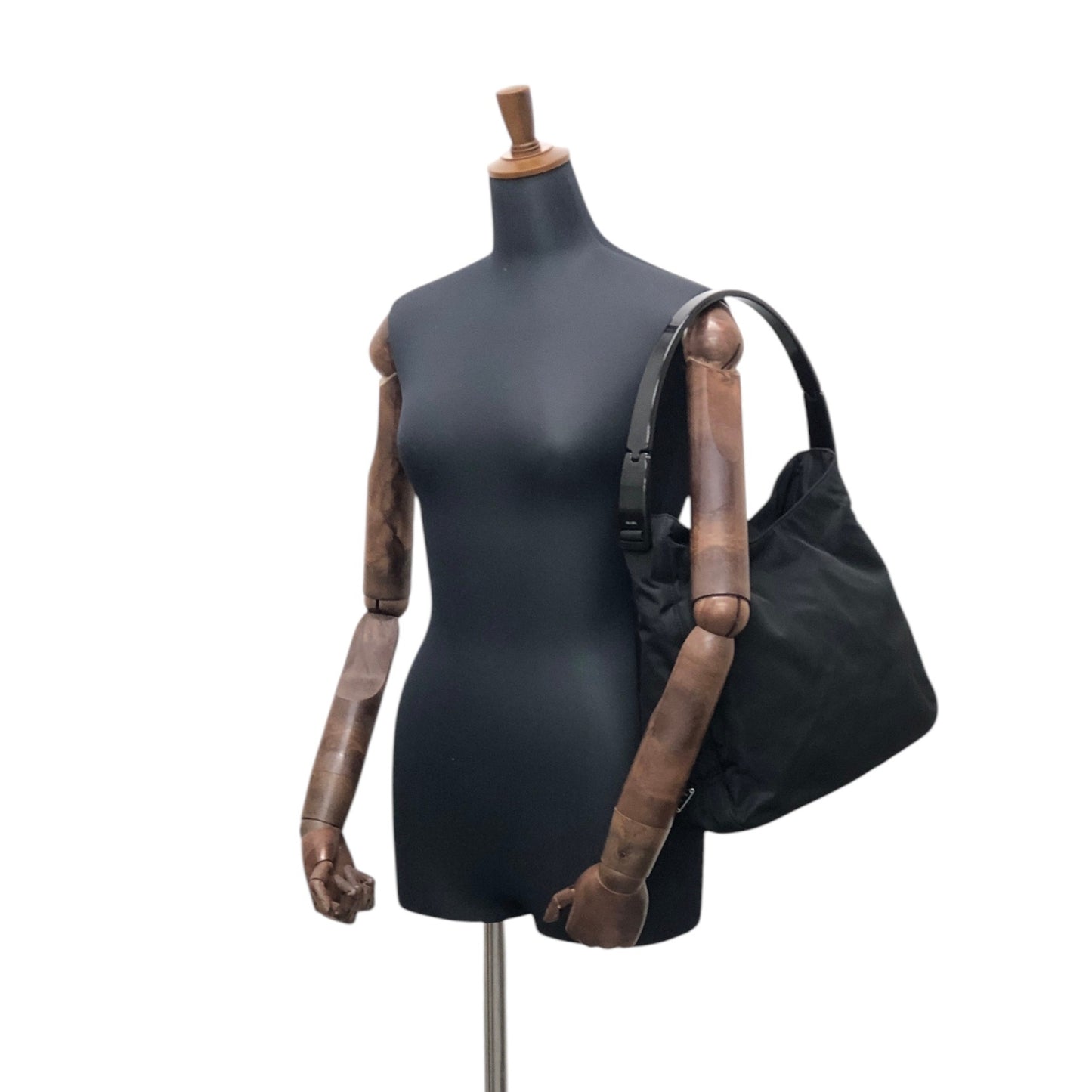 PRADA 三角形標誌單肩包 Hobobag 黑色復古 yrvu6f