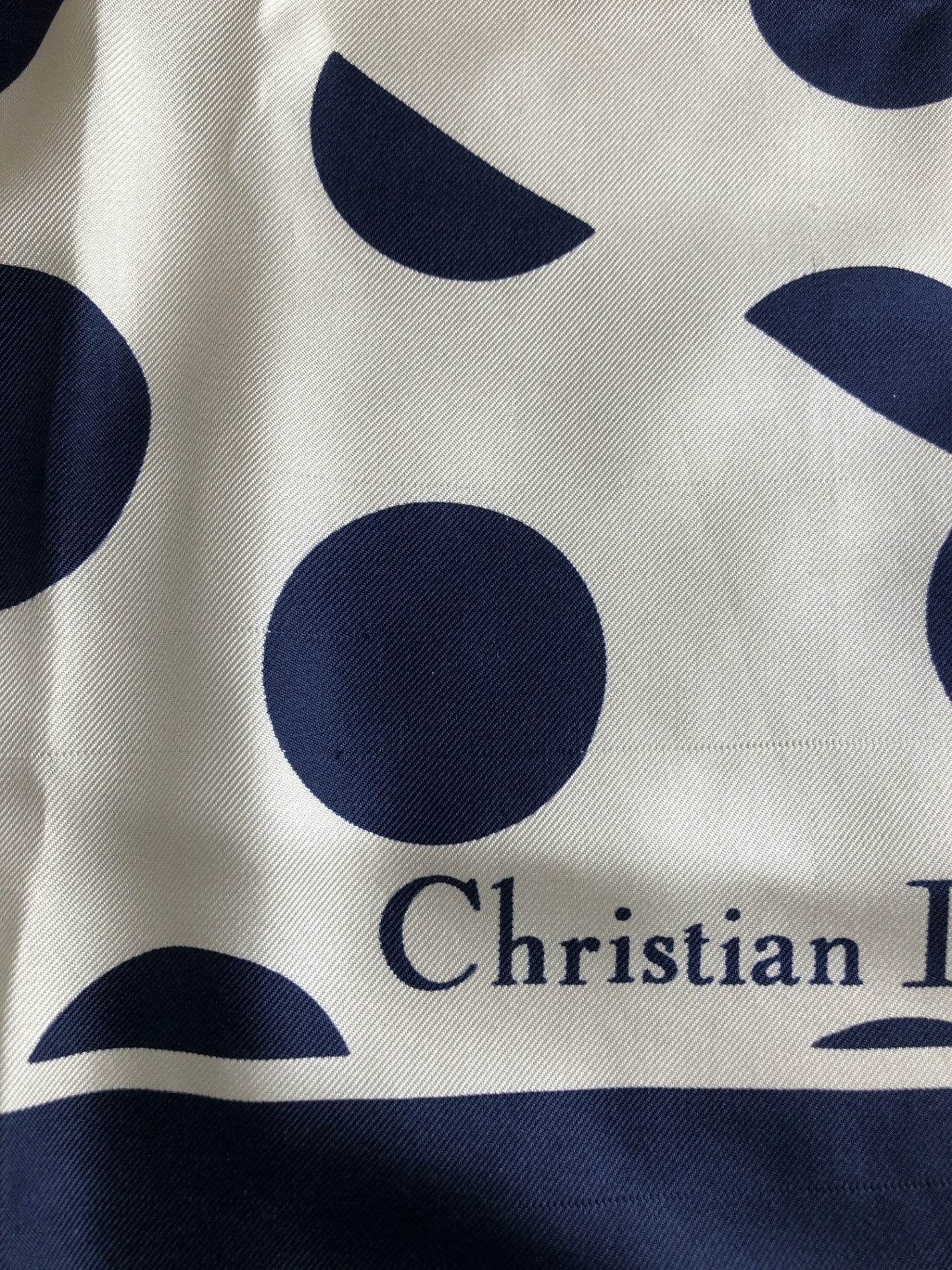 Christian Dior Silk Scarf Navy×White Vintage zxaeh7