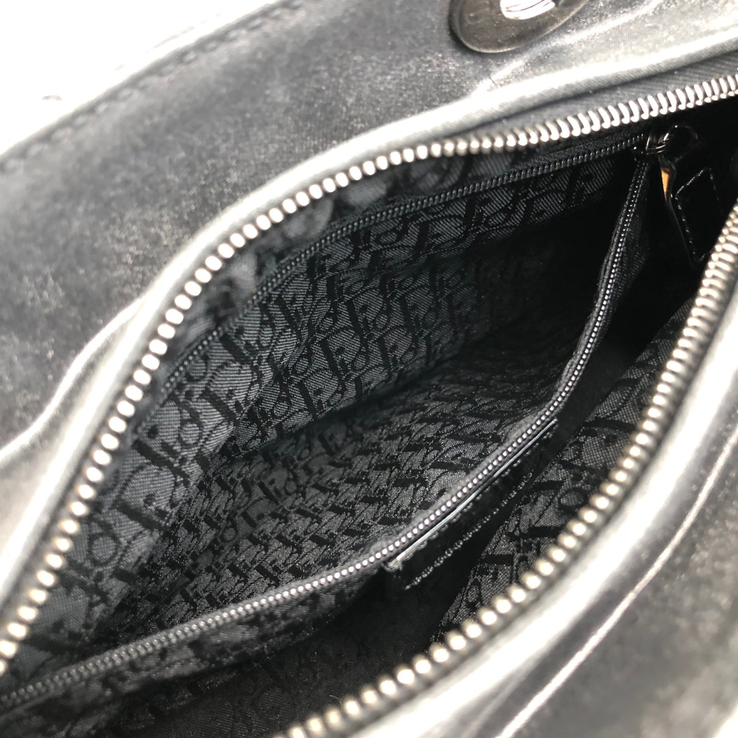 Christian Dior Cannage CD Logo Charm Two-way Handbag Shoulder bag Black Vintage 5cgj75