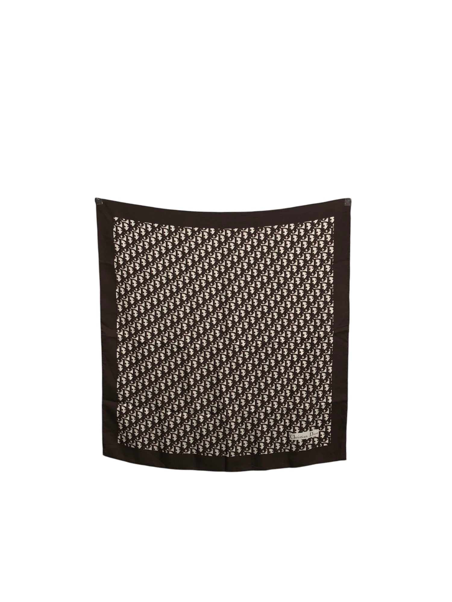 Christian Dior Trotter Silk Scarf Brown×White Vintage uya24z