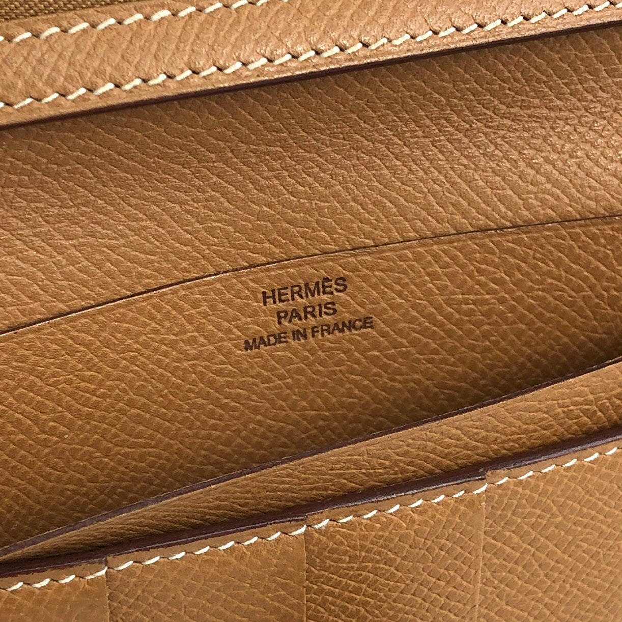 HERMES Leather Long Wallet Camel Vintage 4zu3at