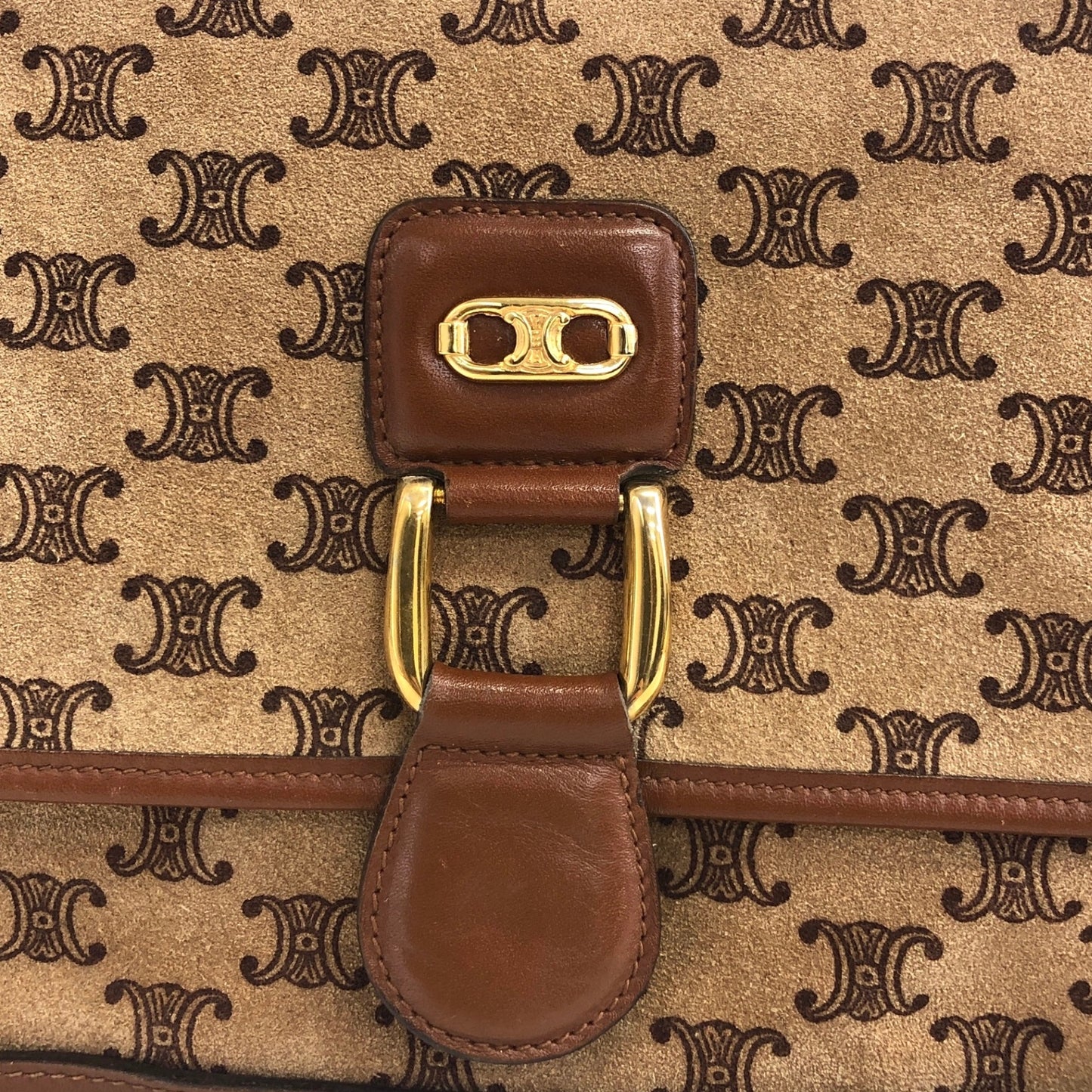 CELINE Macadam Blason Shoulder bag Brown Vintage aimcin