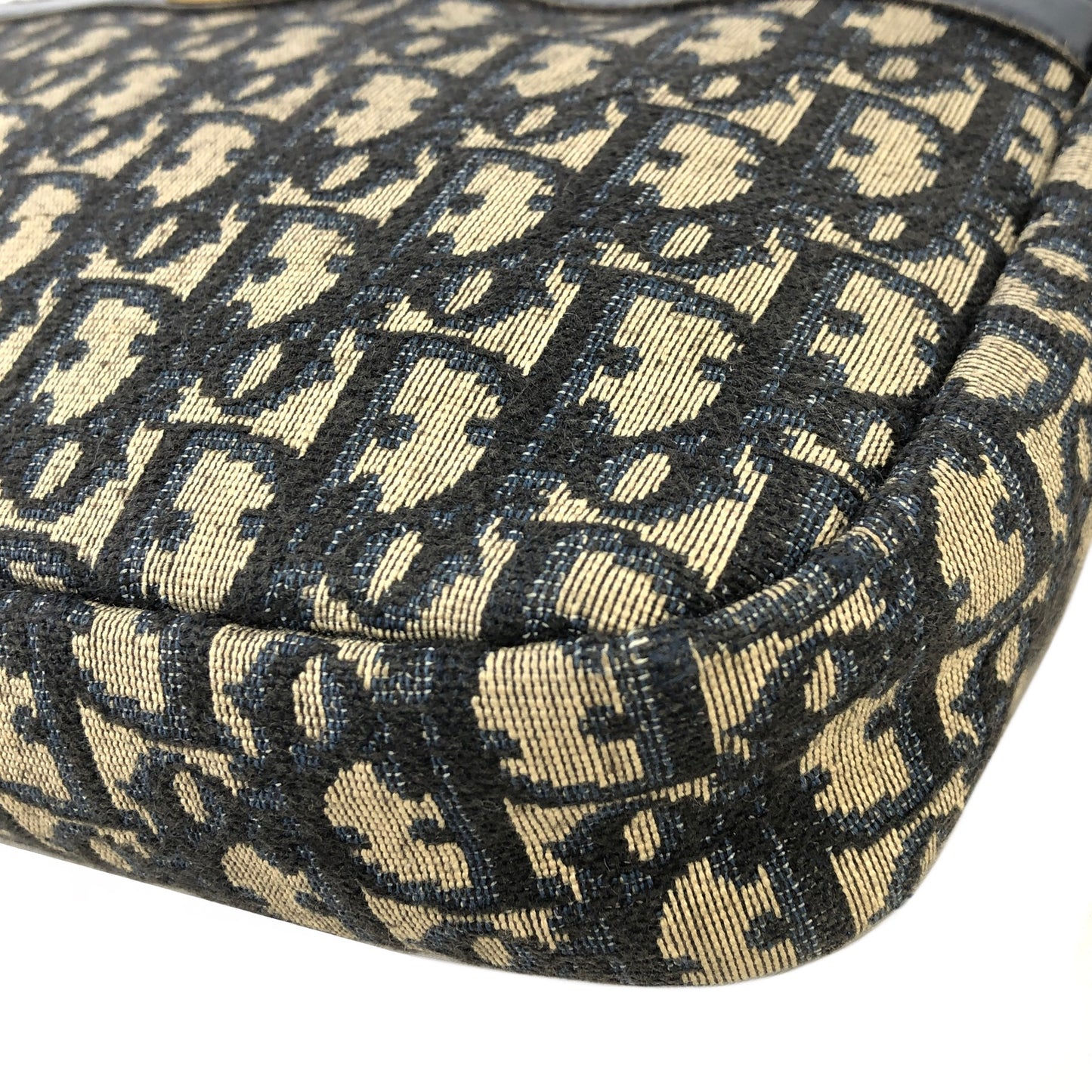 Christian Dior Trotter CD Logo Jacquard Leather Shoulder bag Navy Vintage gef6pa