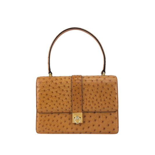 CELINE Gancini Handbag Camel Vintage 847in7