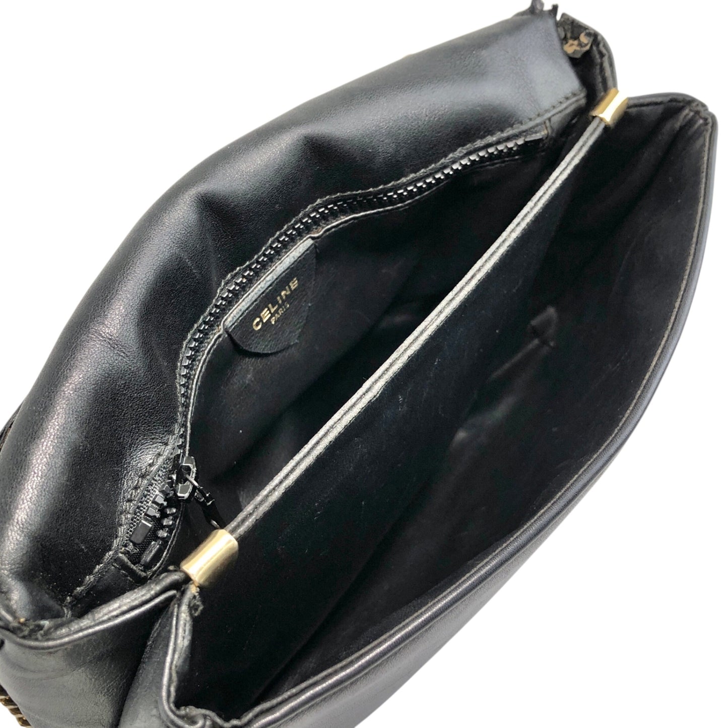 CELINE Blason Chain Shoulder bag Black Vintage jxnmfi