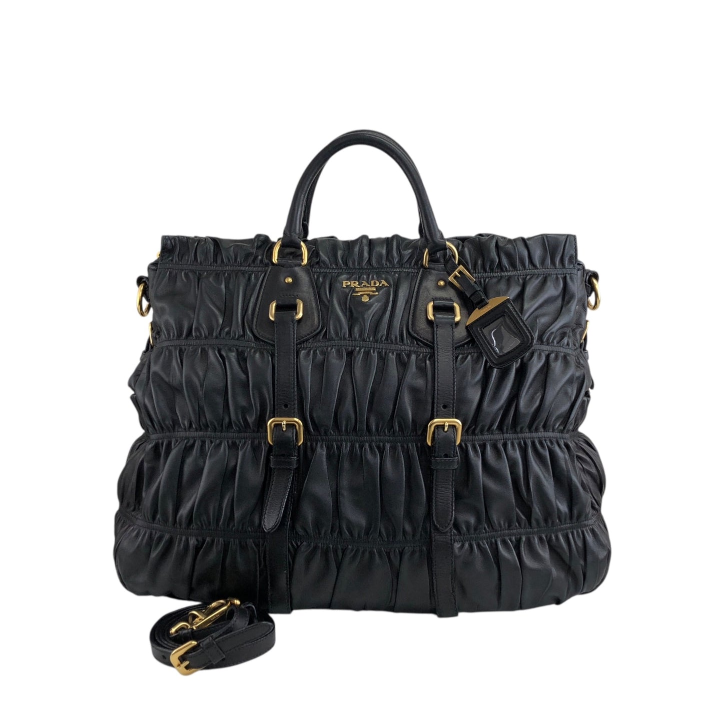 PRADA Logo Two-way Handbag Shoulder bag Black Vintage u8sukf
