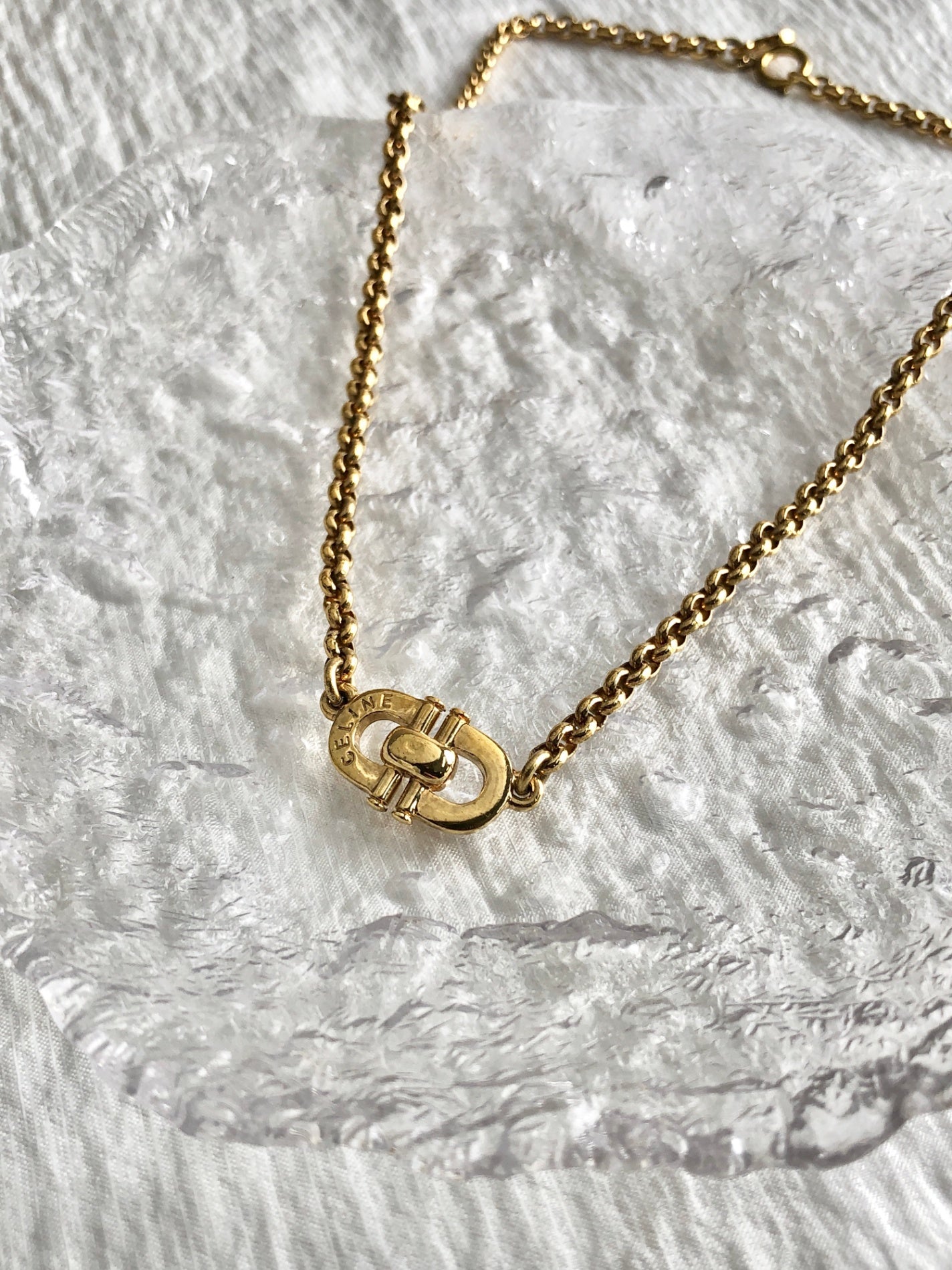 CELINE Horse Bit Necklace Gold Vintage mnzuz4